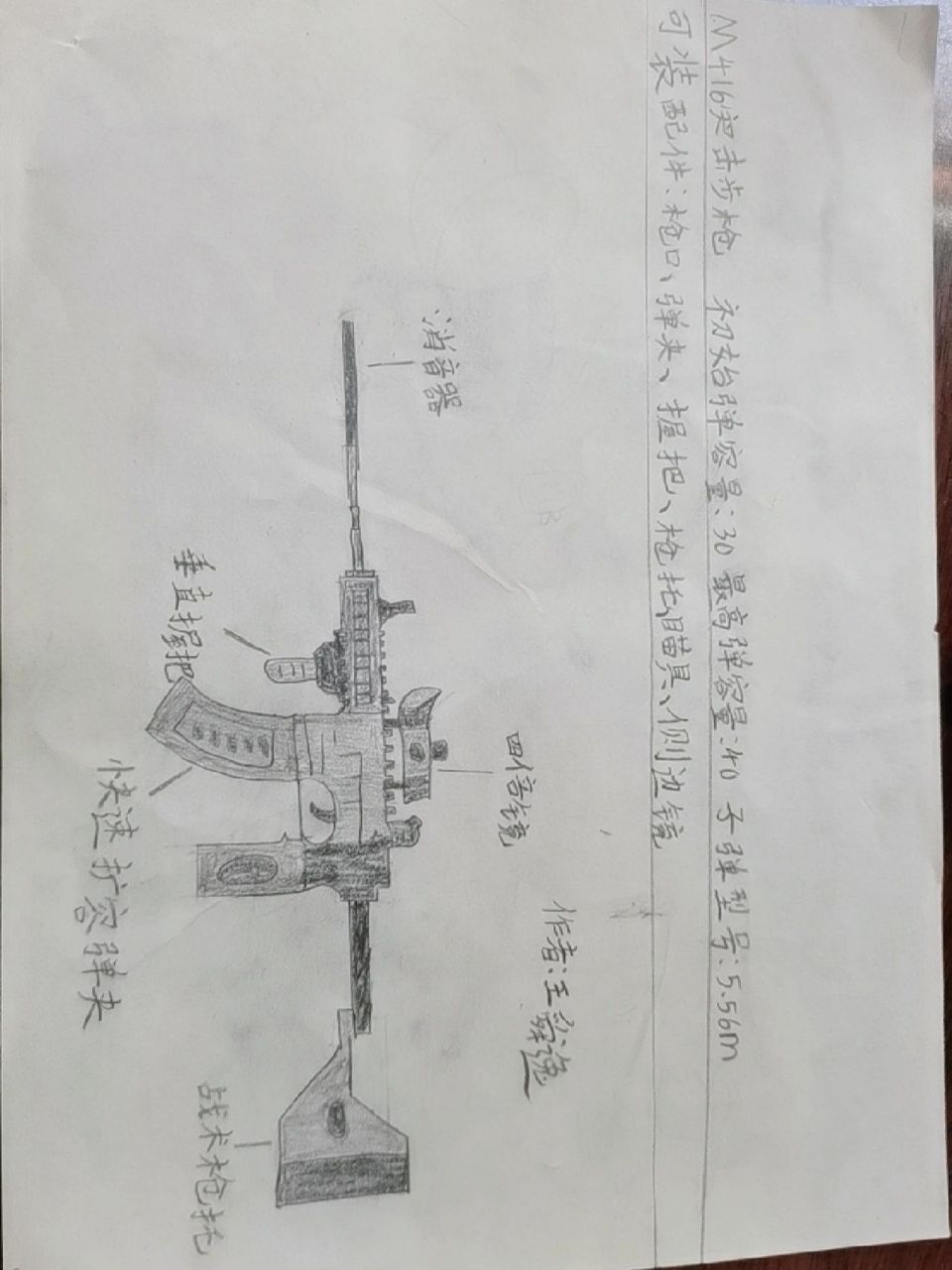 m416突击步枪手绘画图片 突击步枪手绘画图片