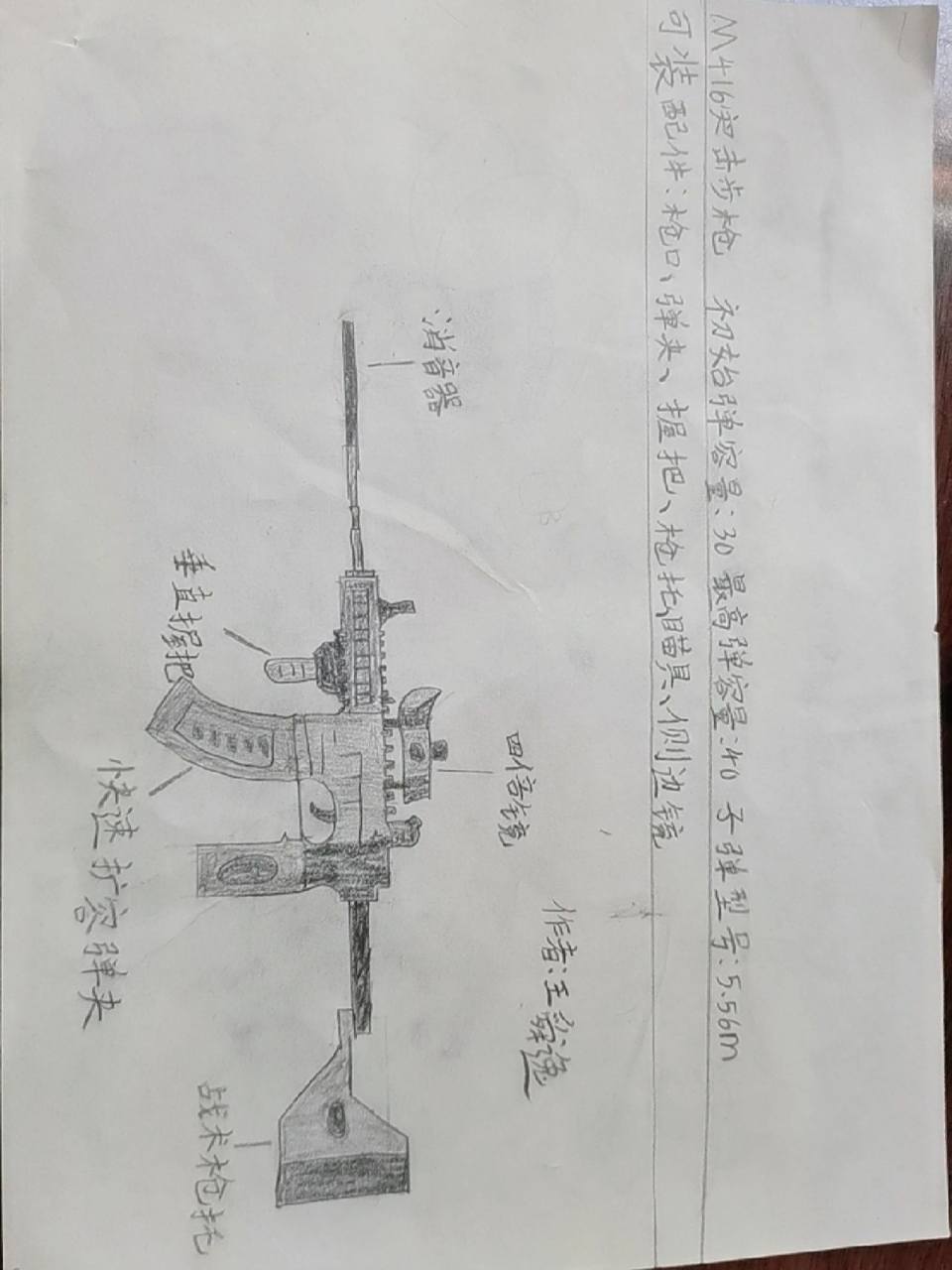 m416突击步枪手绘画图片 突击步枪手绘画图片