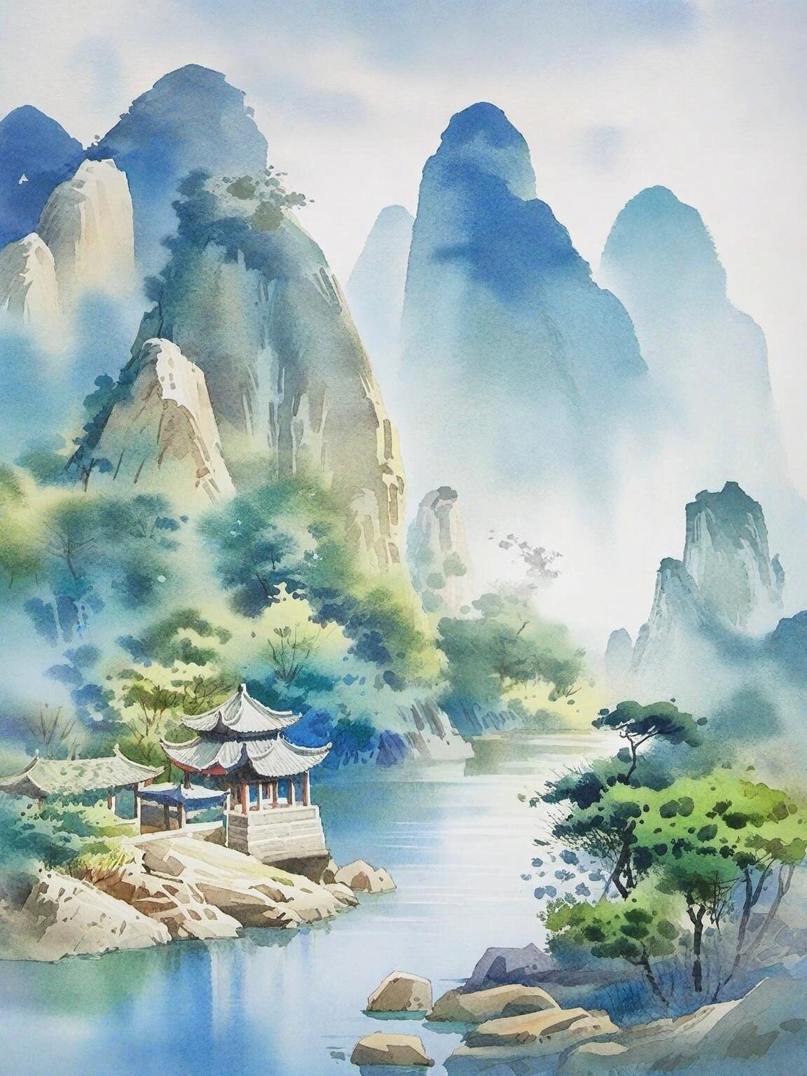 国风山水水墨画—唯美意境