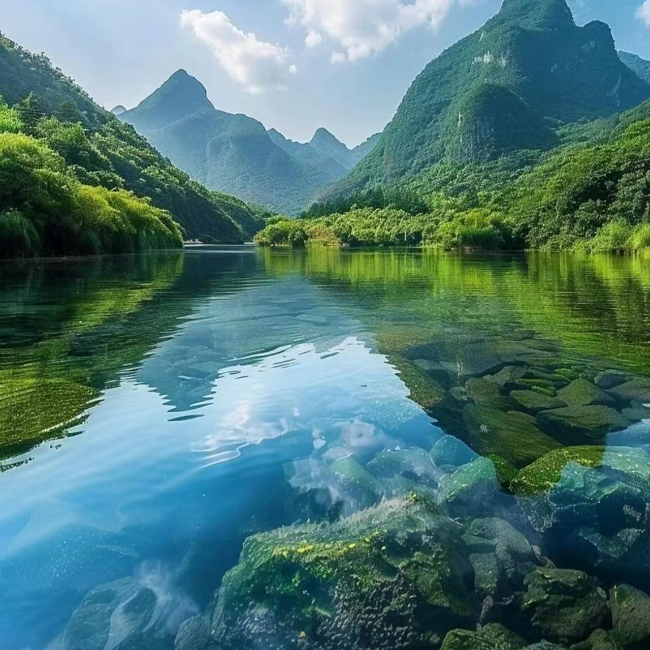 真山真水的实景照片 "真山真水"是一个形容风景特别优美的山水的成语