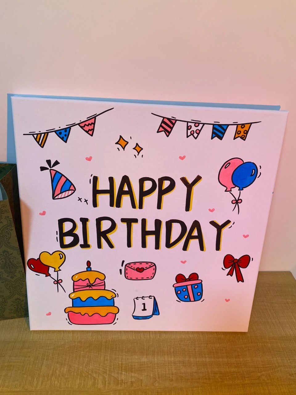 超简单的生日简笔画 可以送闺蜜 或者男朋友 尺寸是30*30cm