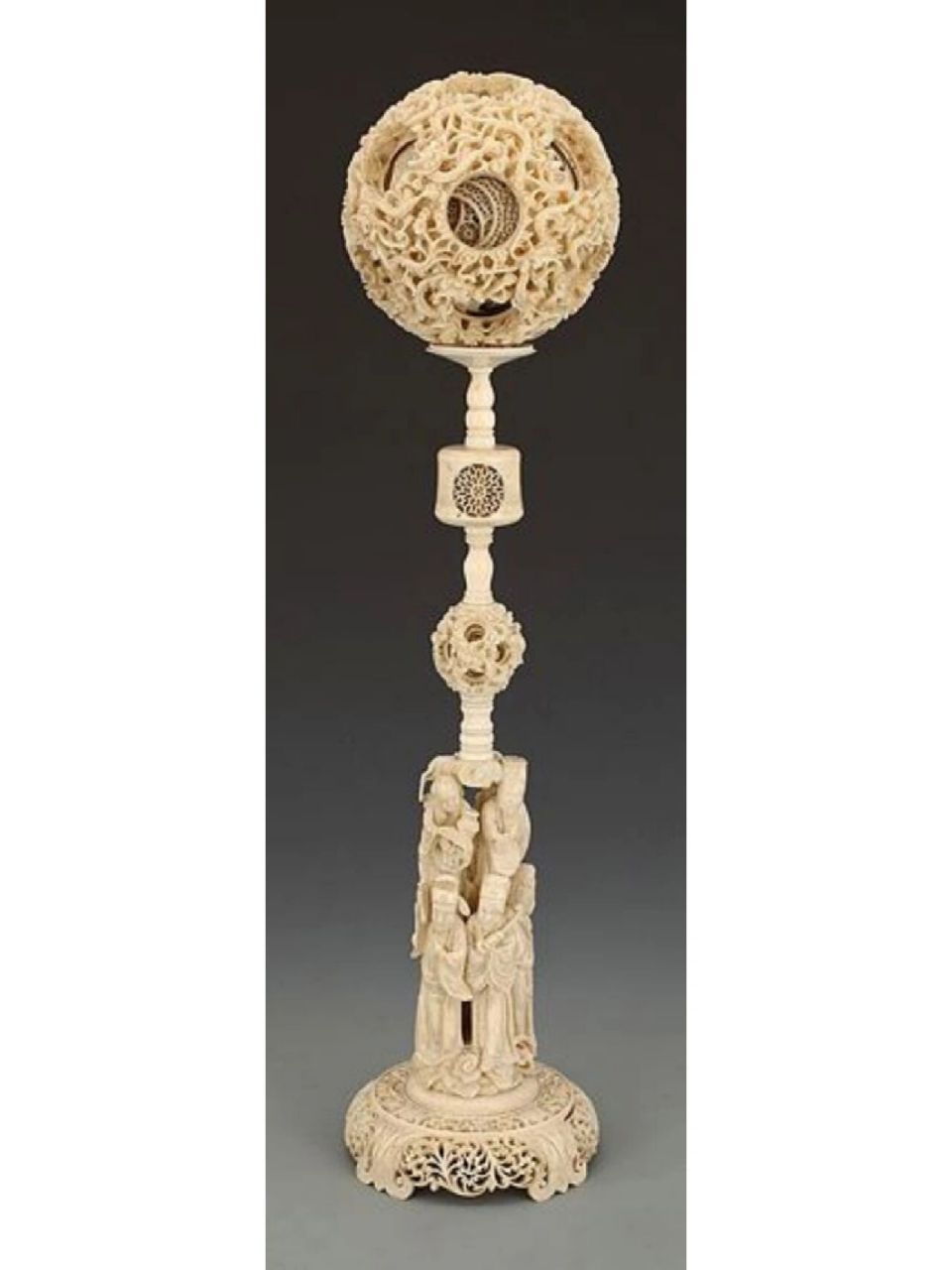 【器物之美】云龙人物纹转心象牙球 年 代:清 材 料:象牙 工 艺:牙雕