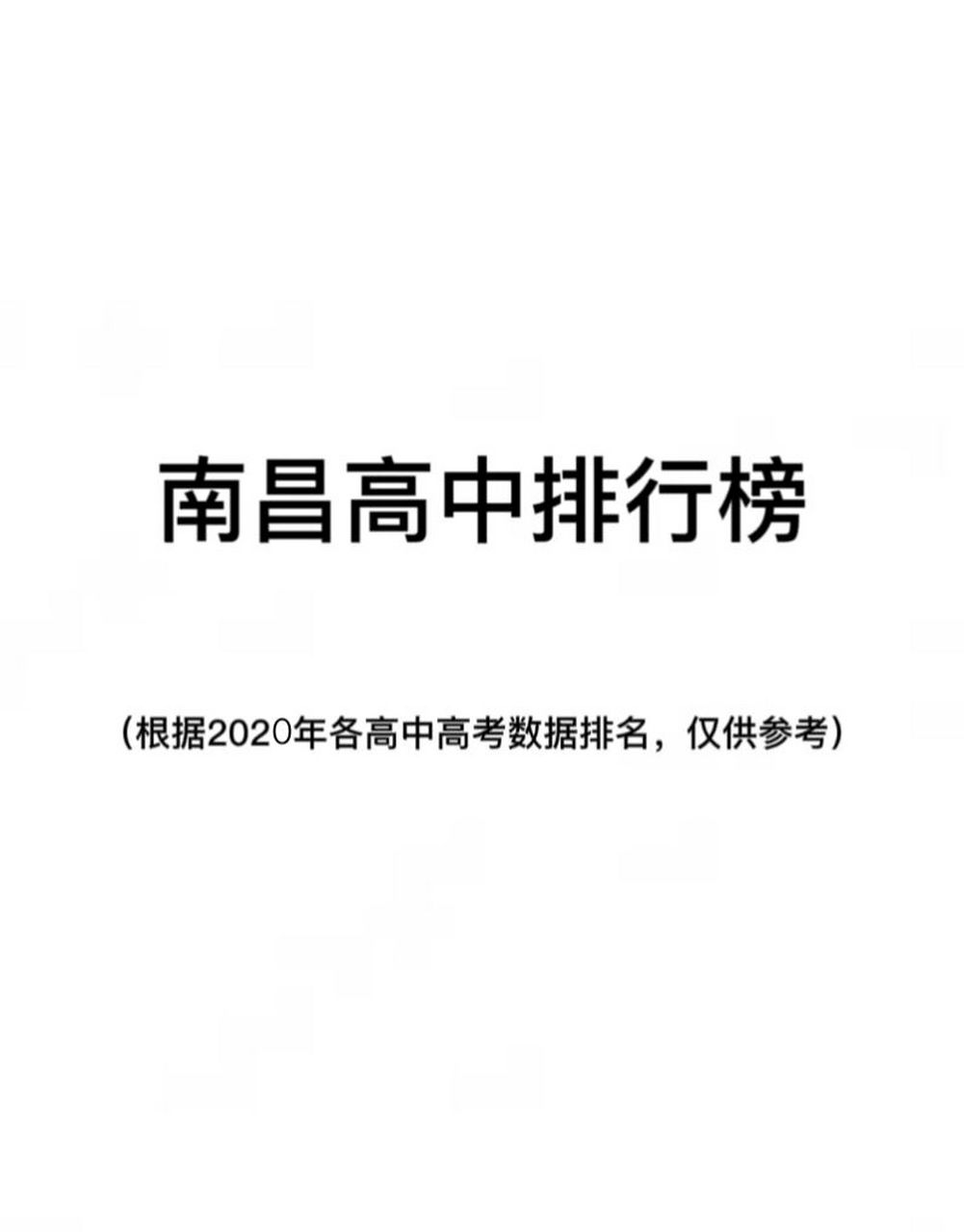 以下为南昌高中排行榜,按照各校一本录取率进行排名,新学校占无数据