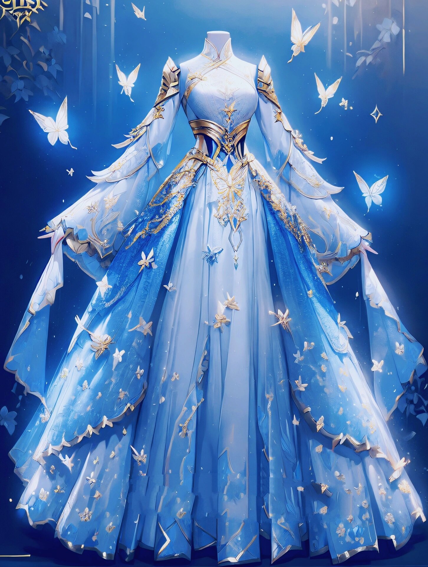 金色蓝色的骑士服,仙女裙,oc服,服设