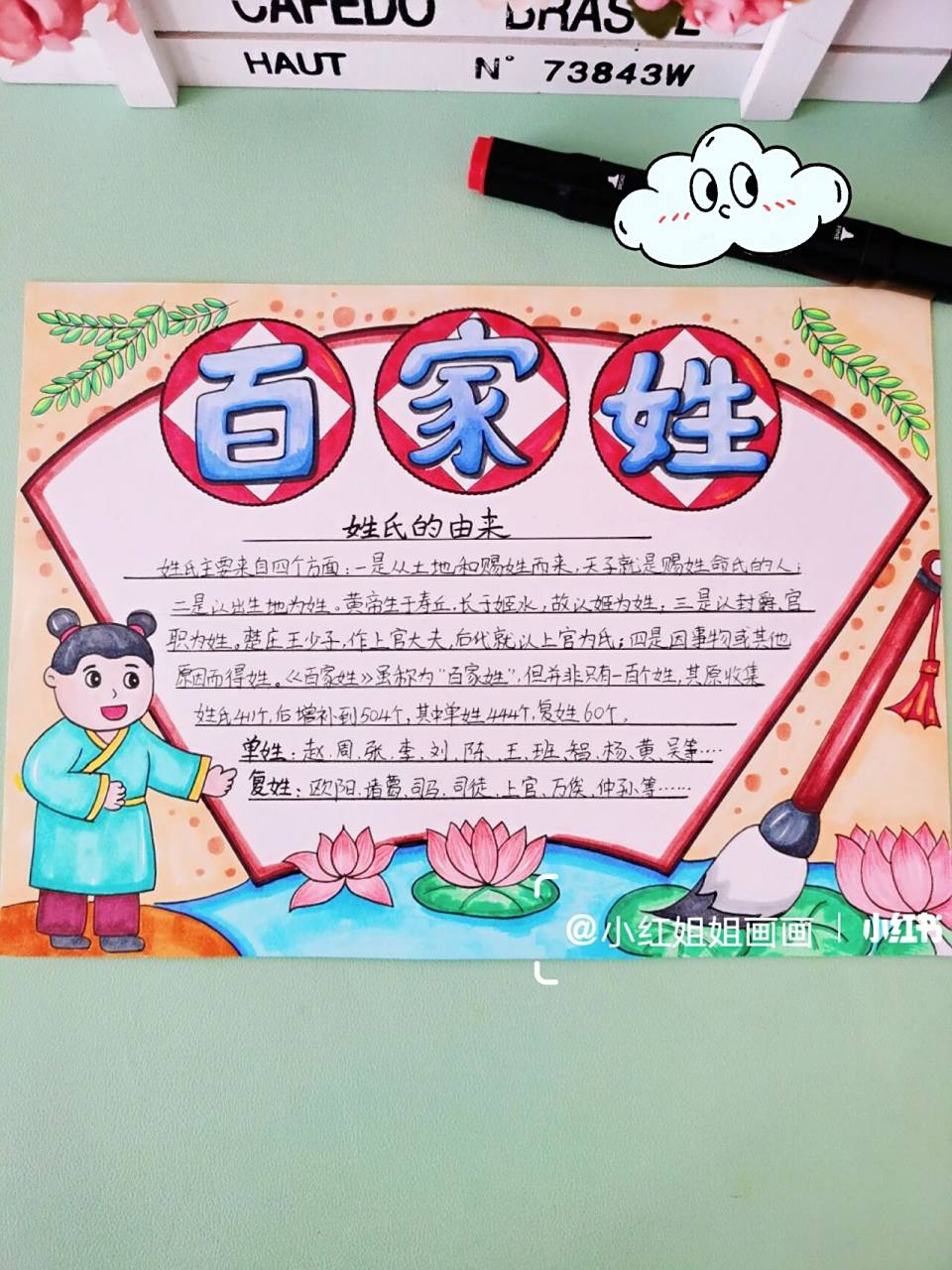 百家姓手抄报姓氏的由来手抄报