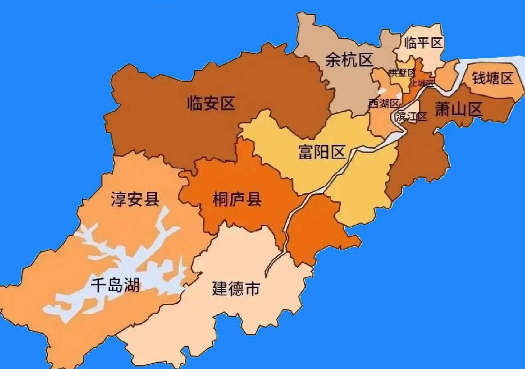 杭州区域划分图九大图片