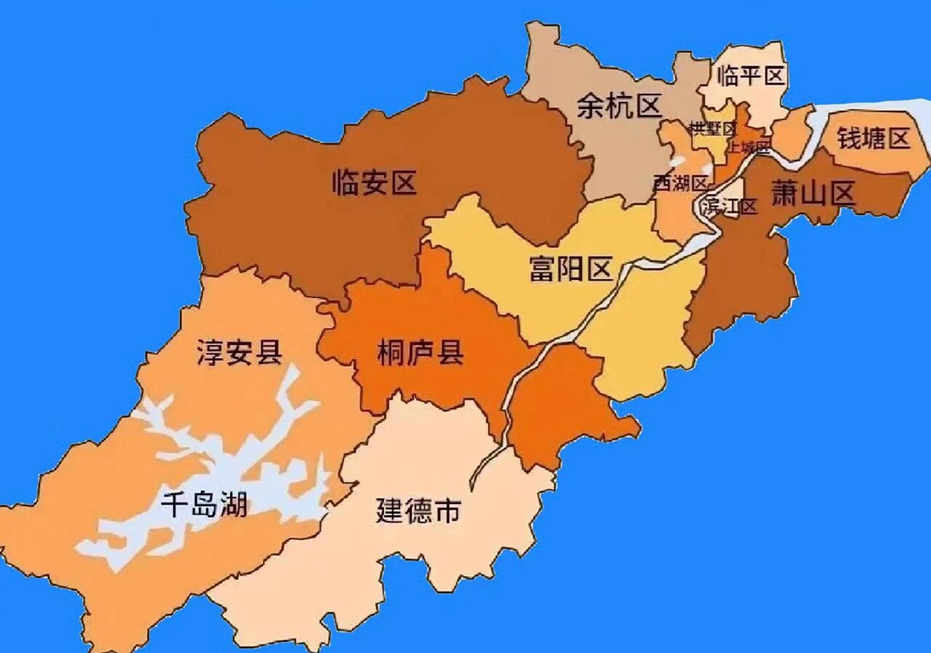 大杭州区划图一览,果真大都市