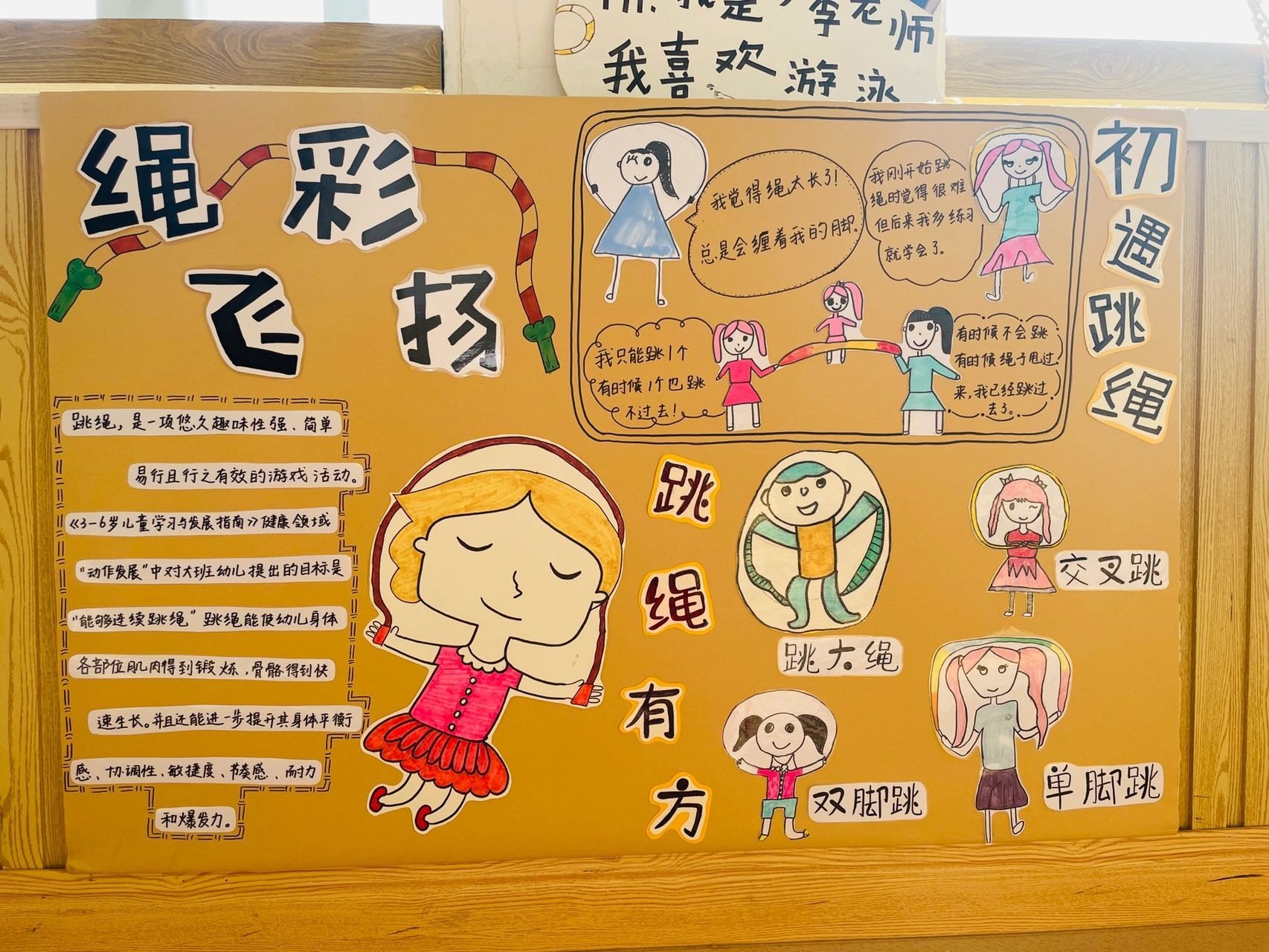 幼儿园运动跳绳主题展板环创  更新跳绳主题的展板布置
