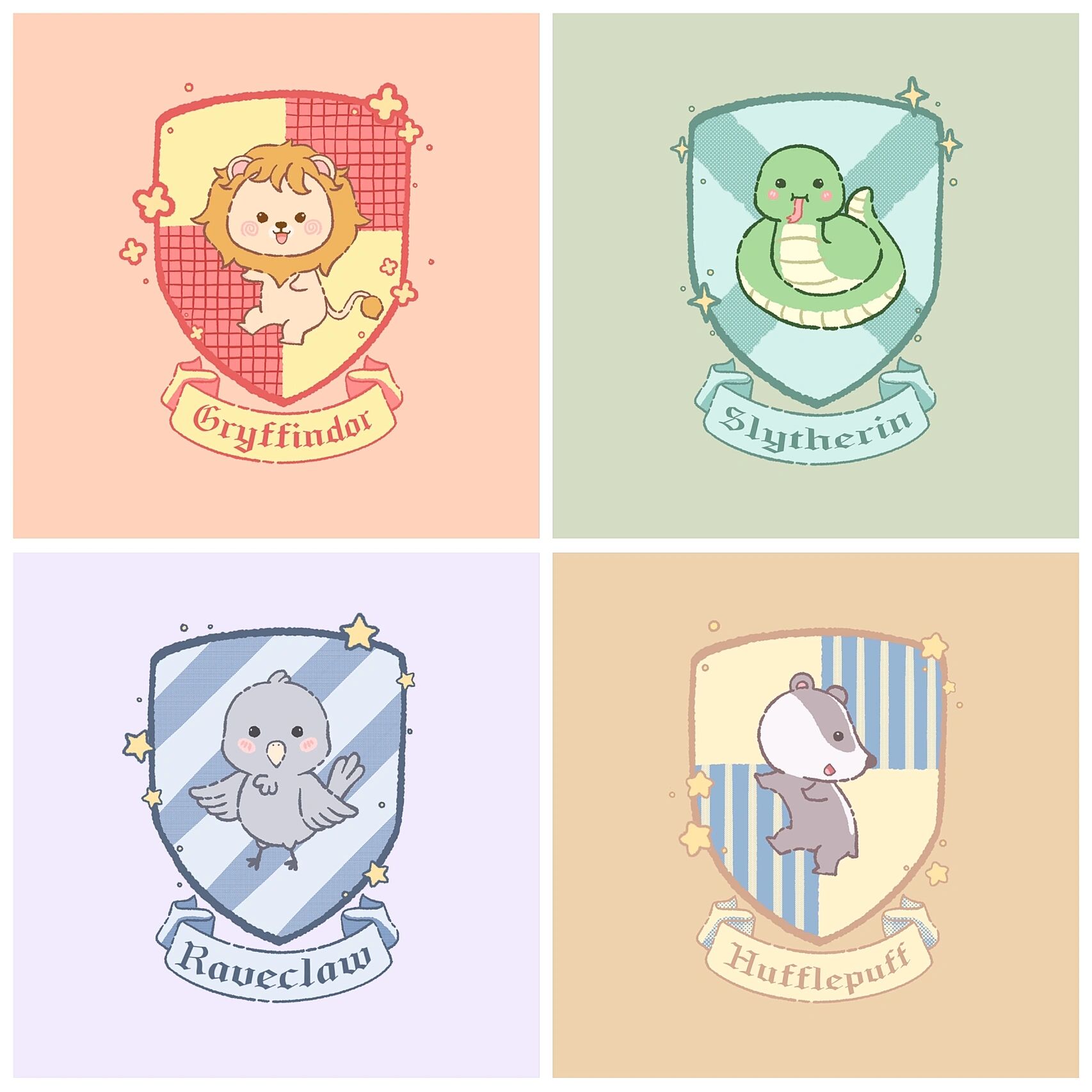 哈利波特 | 霍格沃茨四大学院可爱院徽