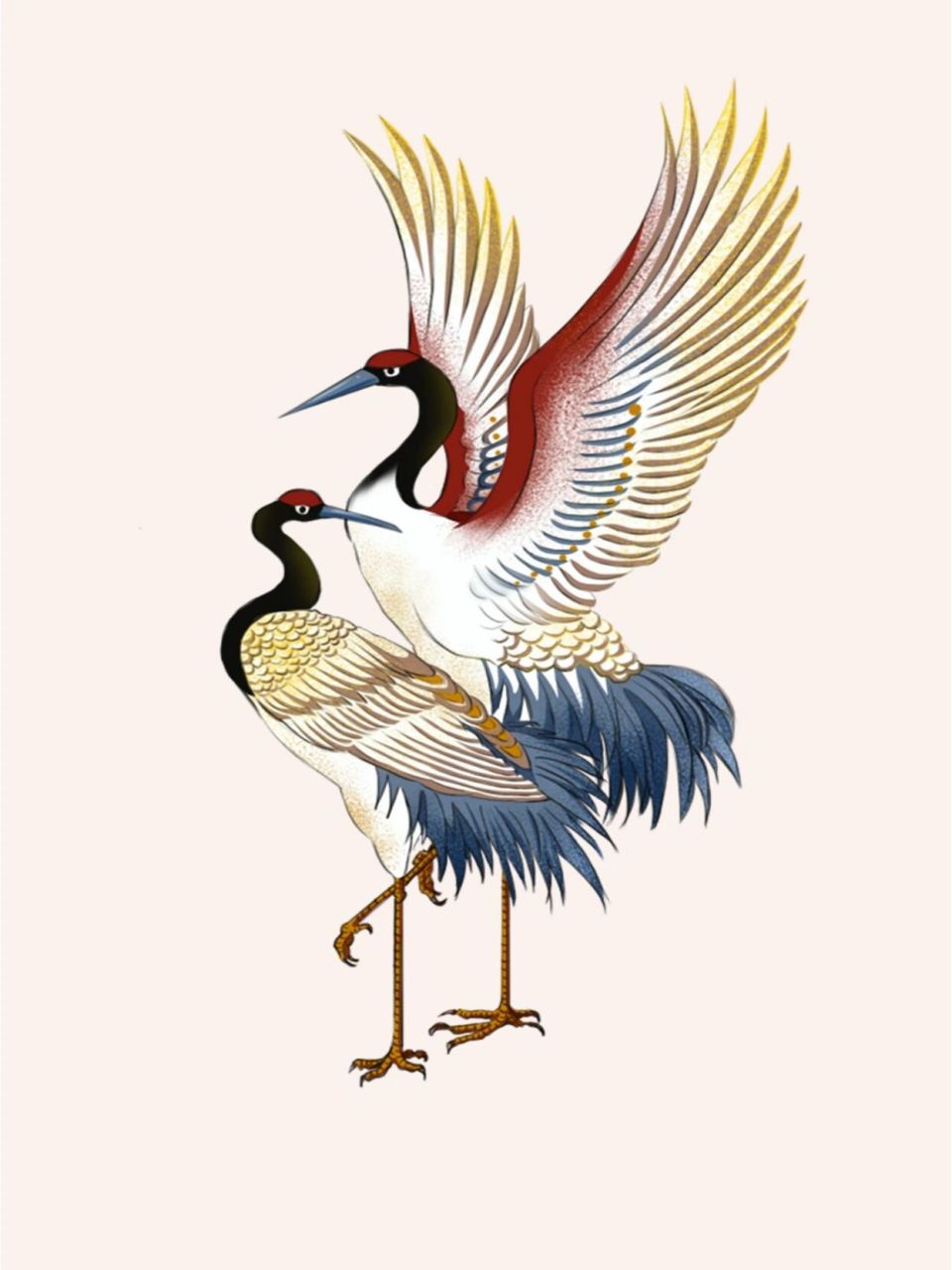 60组水墨古风97成对仙鹤png免扣素材 9797今天分享"一鸟之下,万