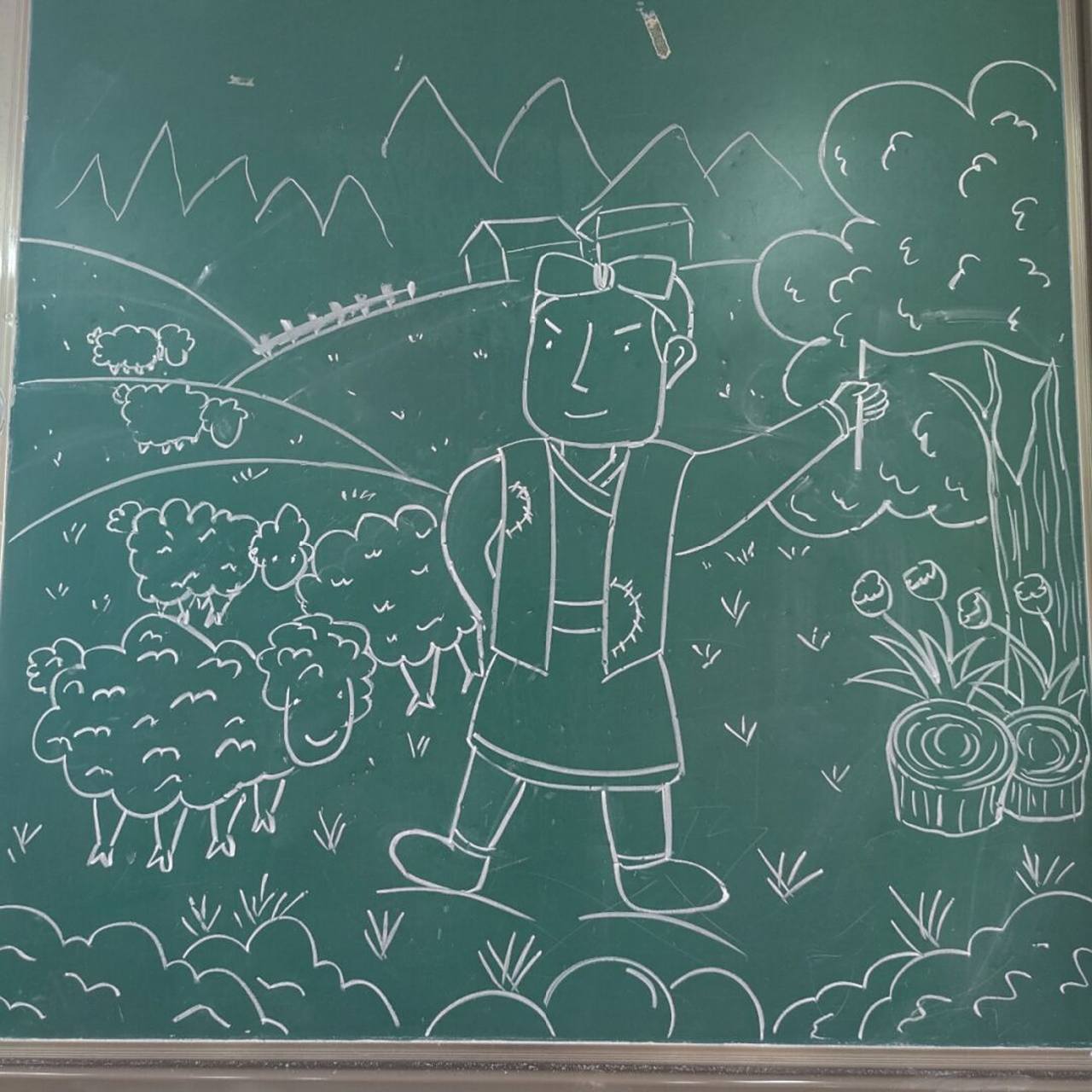 画一画小学语文书里的插画《亡羊补牢》 #简笔画# #儿童画# #小学美术