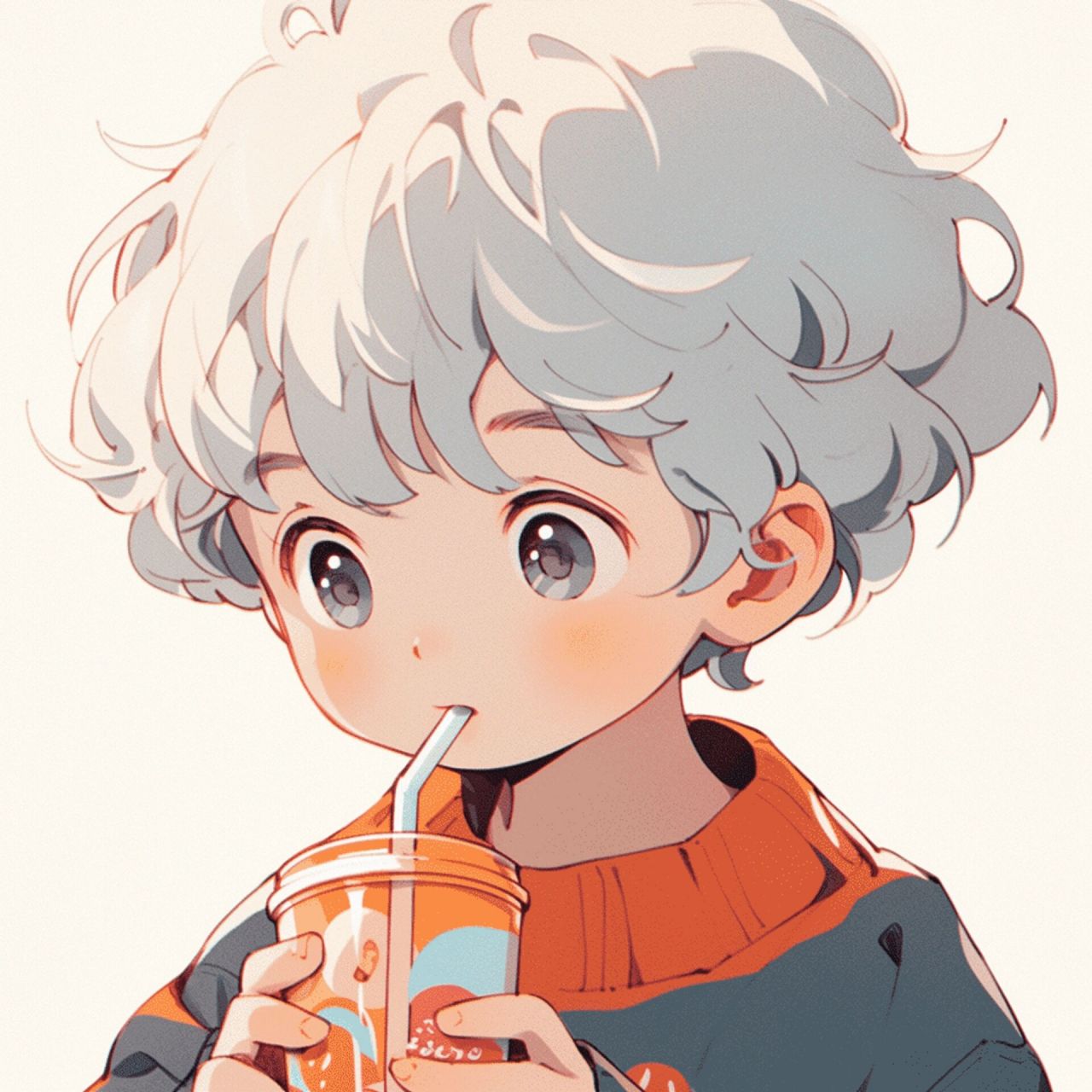动漫男生喝奶茶头像图片