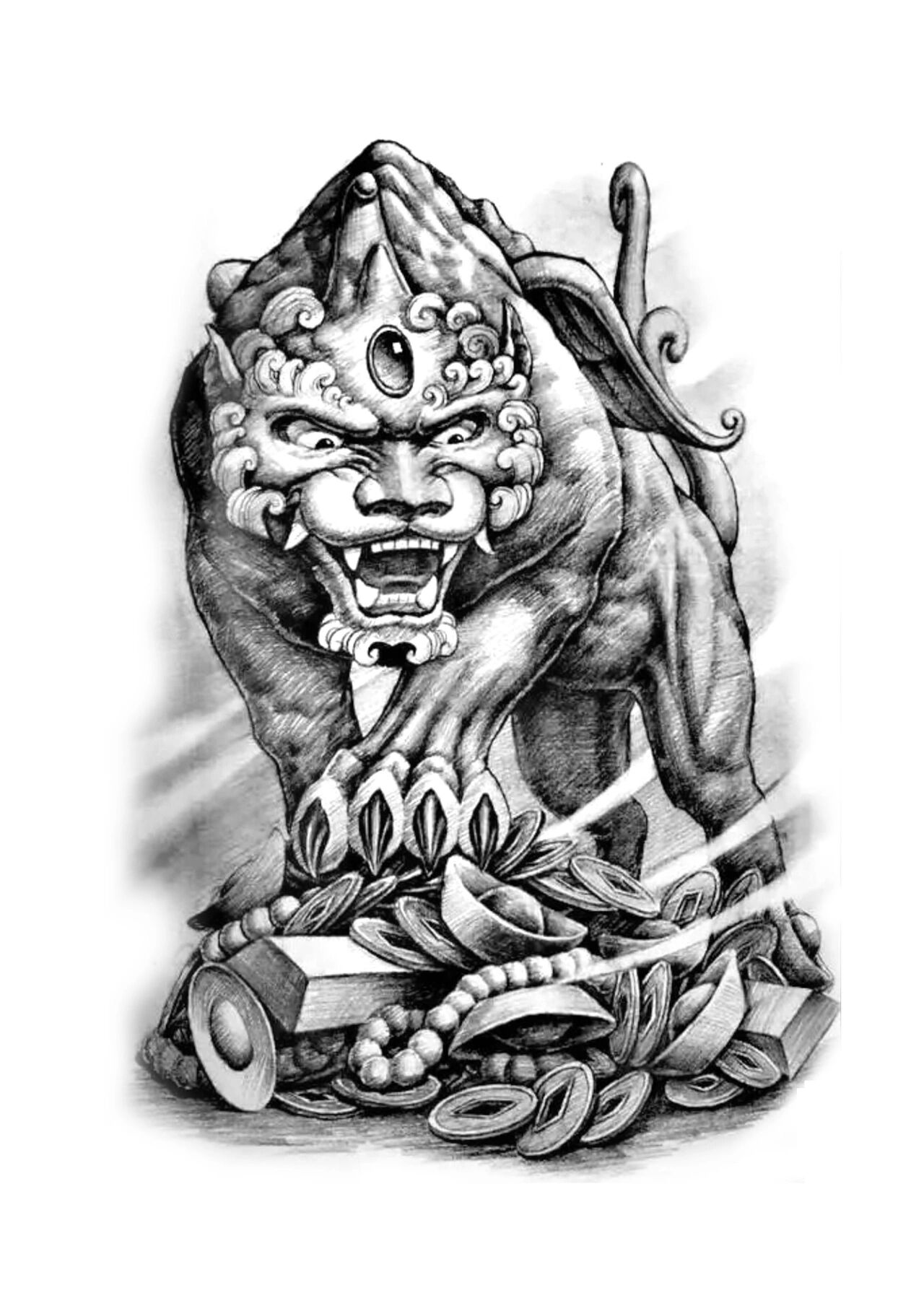 貔貅纹身手稿图案线稿收藏