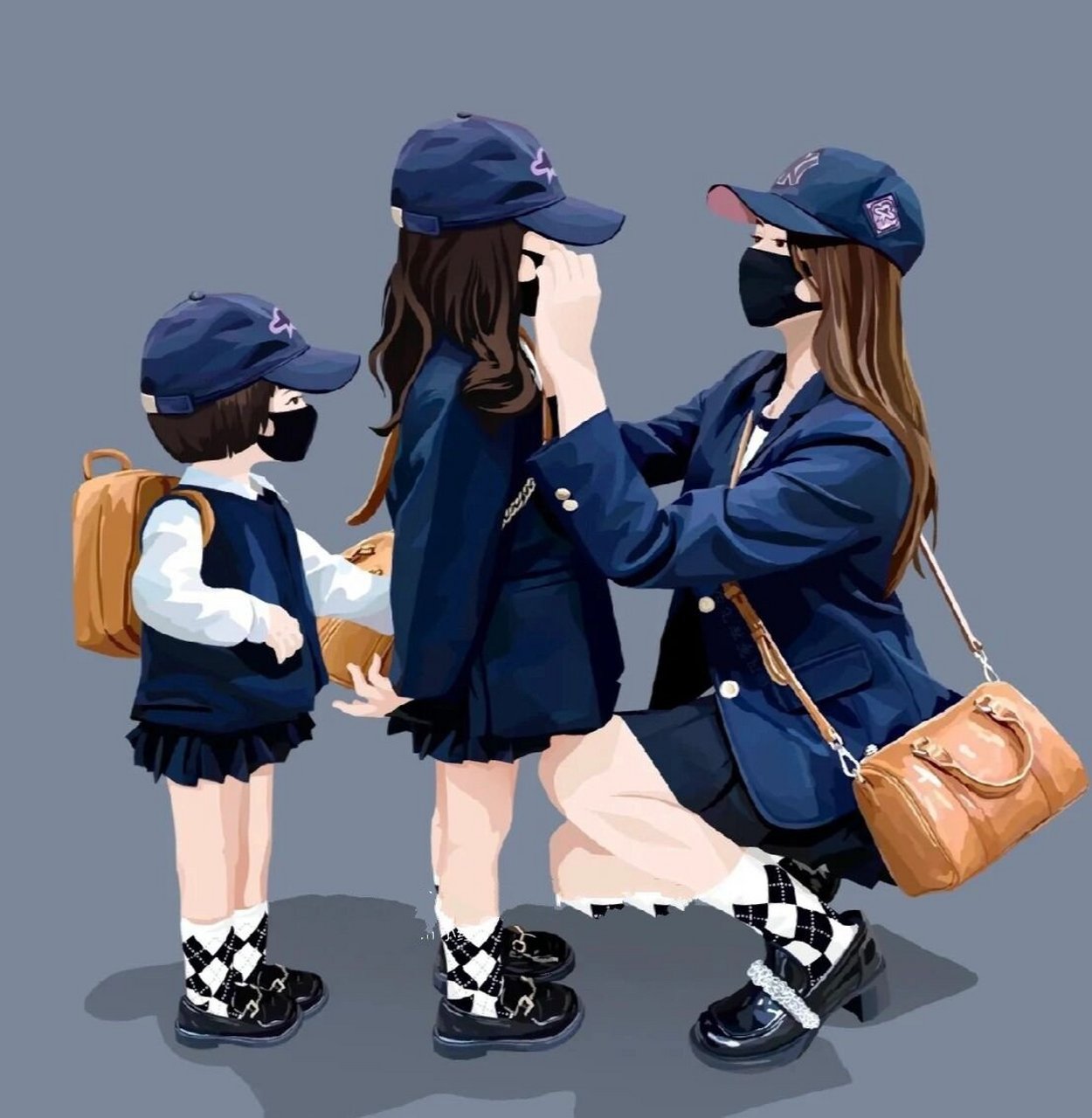 妈妈和两女儿头像～你留言的做图