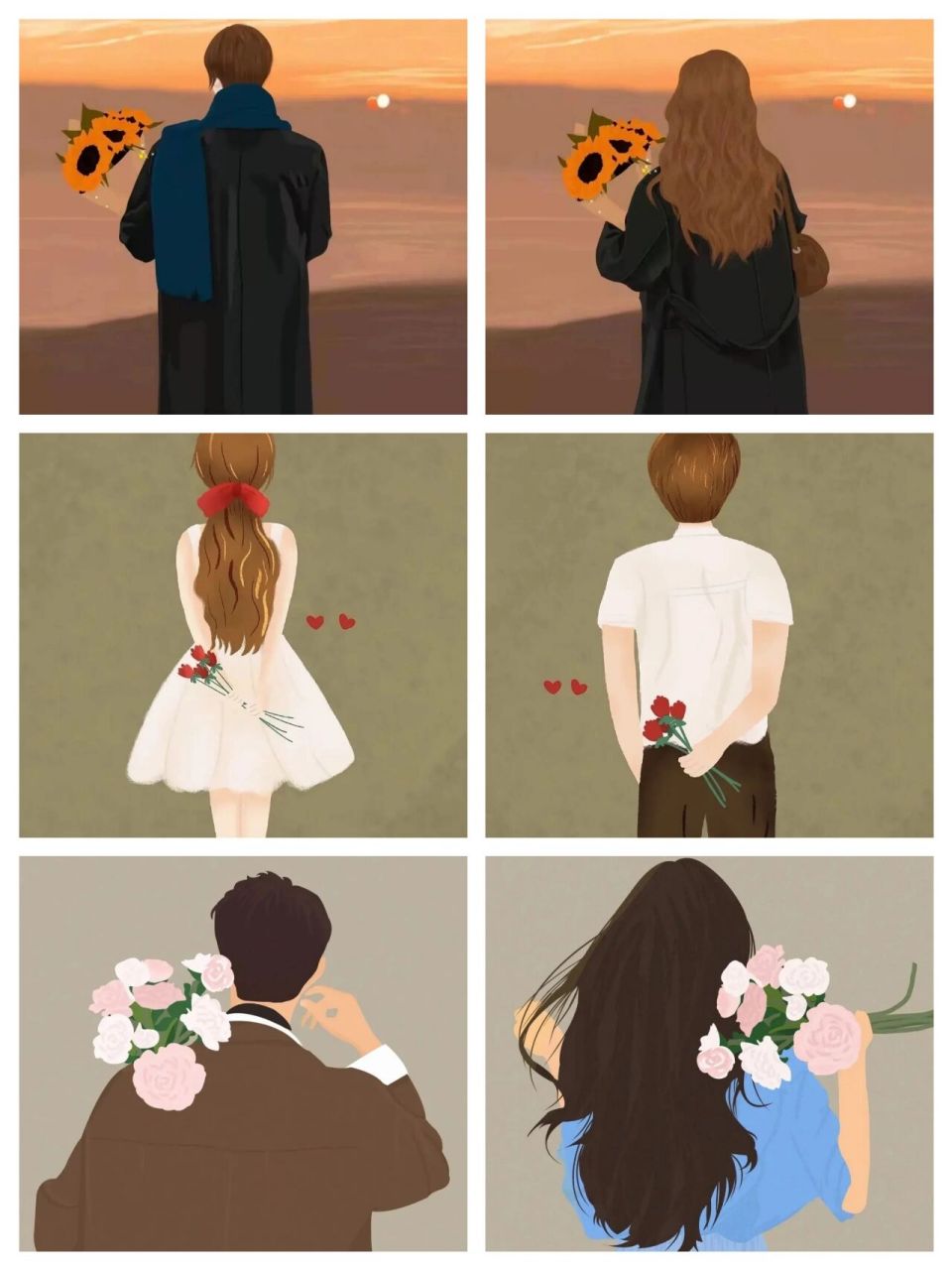 超治愈的情侣捧花背影情头系列第三弹     图片来源于网络