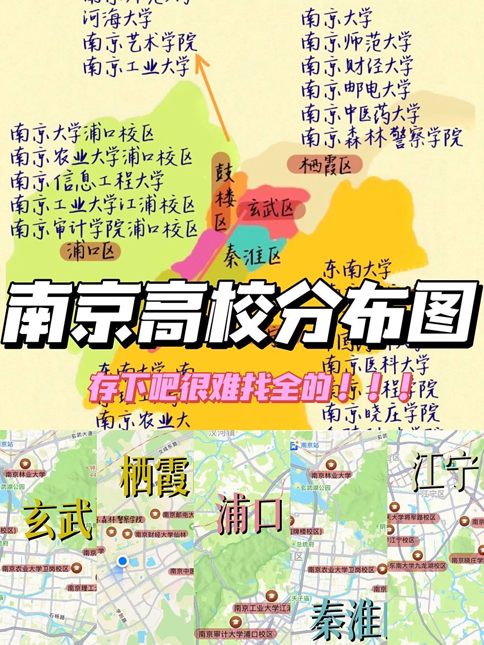 南京各大学都在哪?超全分布图来喽!