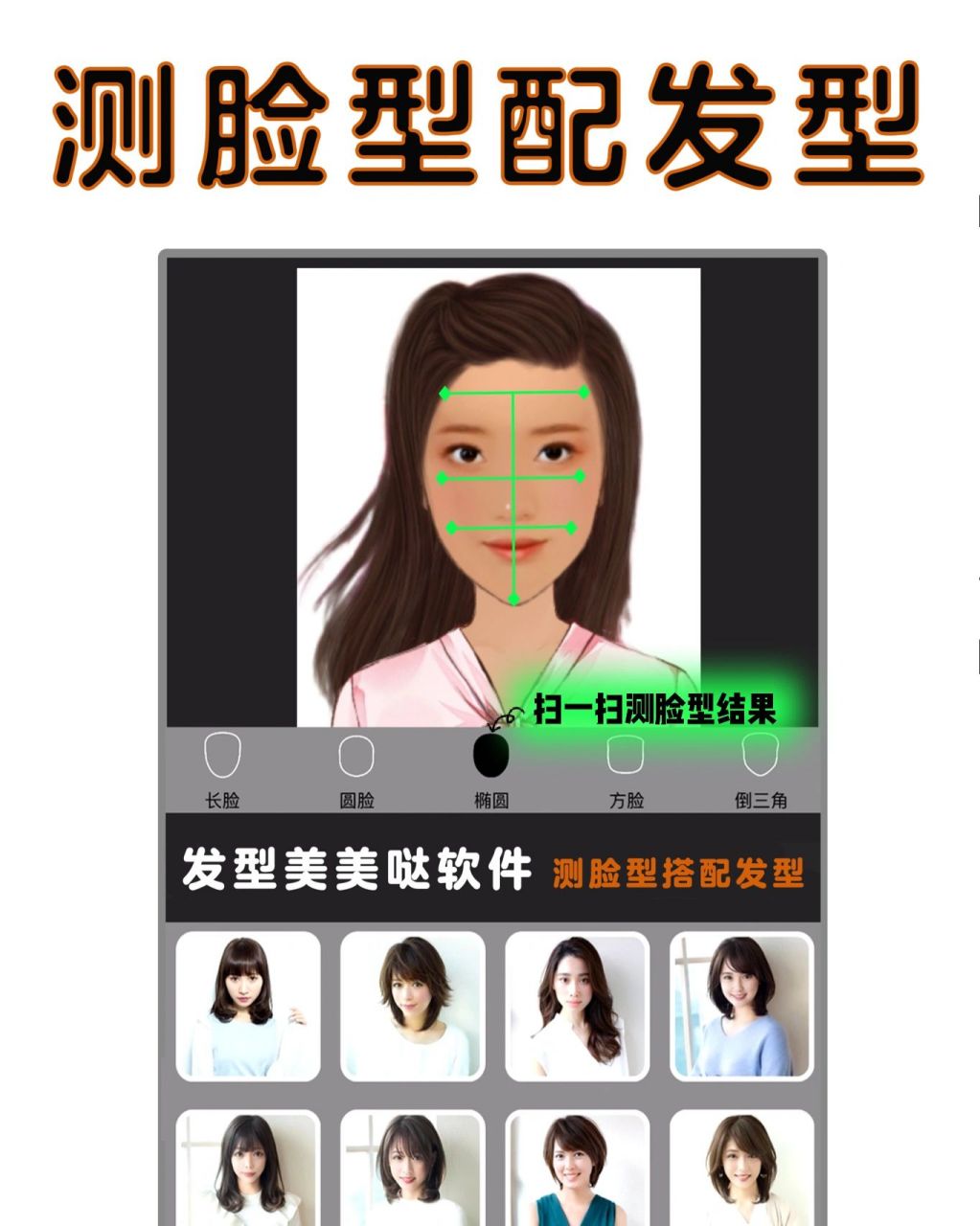 扫一扫测发型97 不出16615分钟,选出最佳  每个人的脸都是独一
