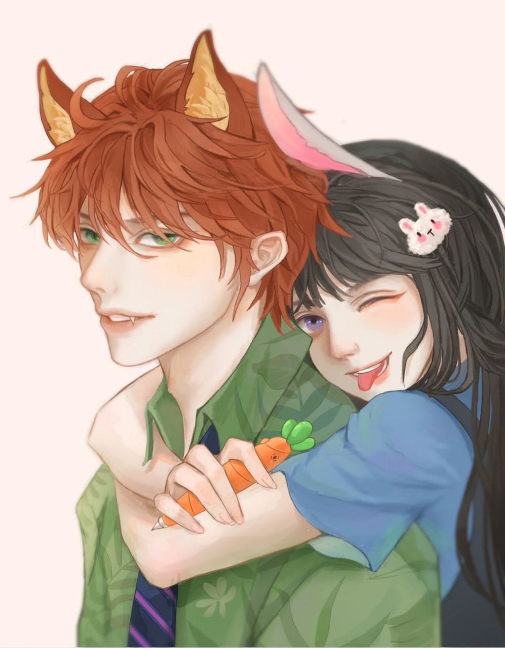 02狐狸先生7292兔子小姐 疯狂动物城角色拟人插画头像