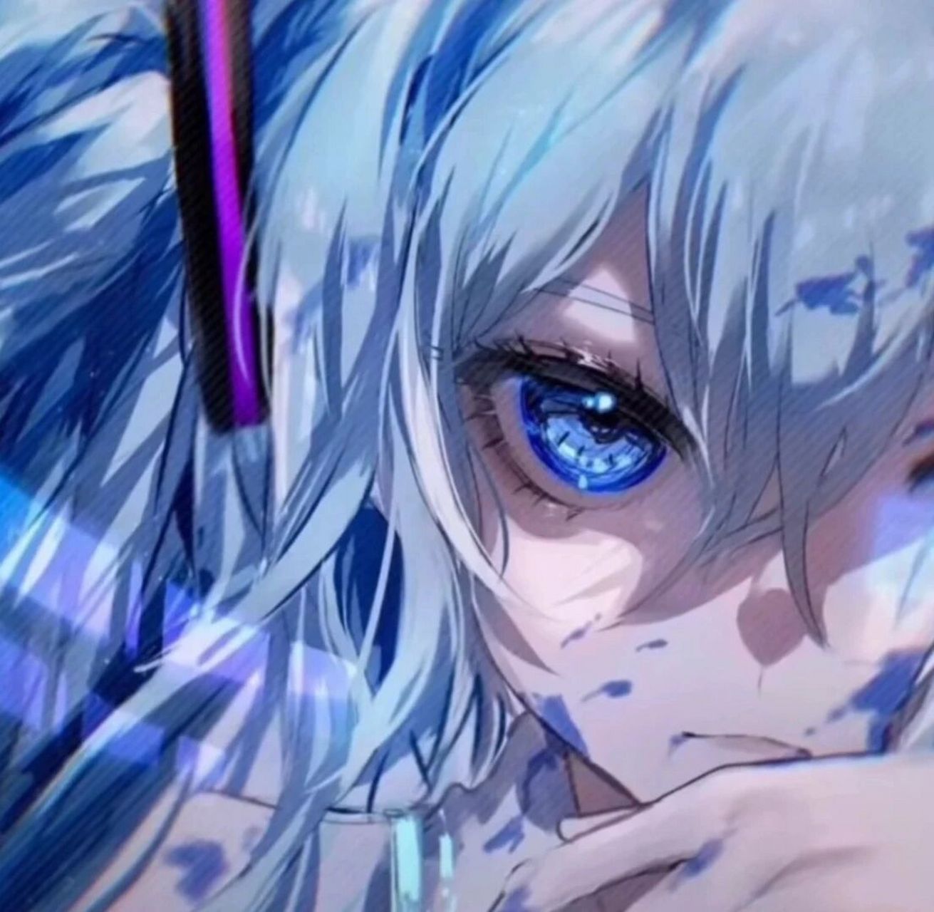 蓝发女生动漫头像