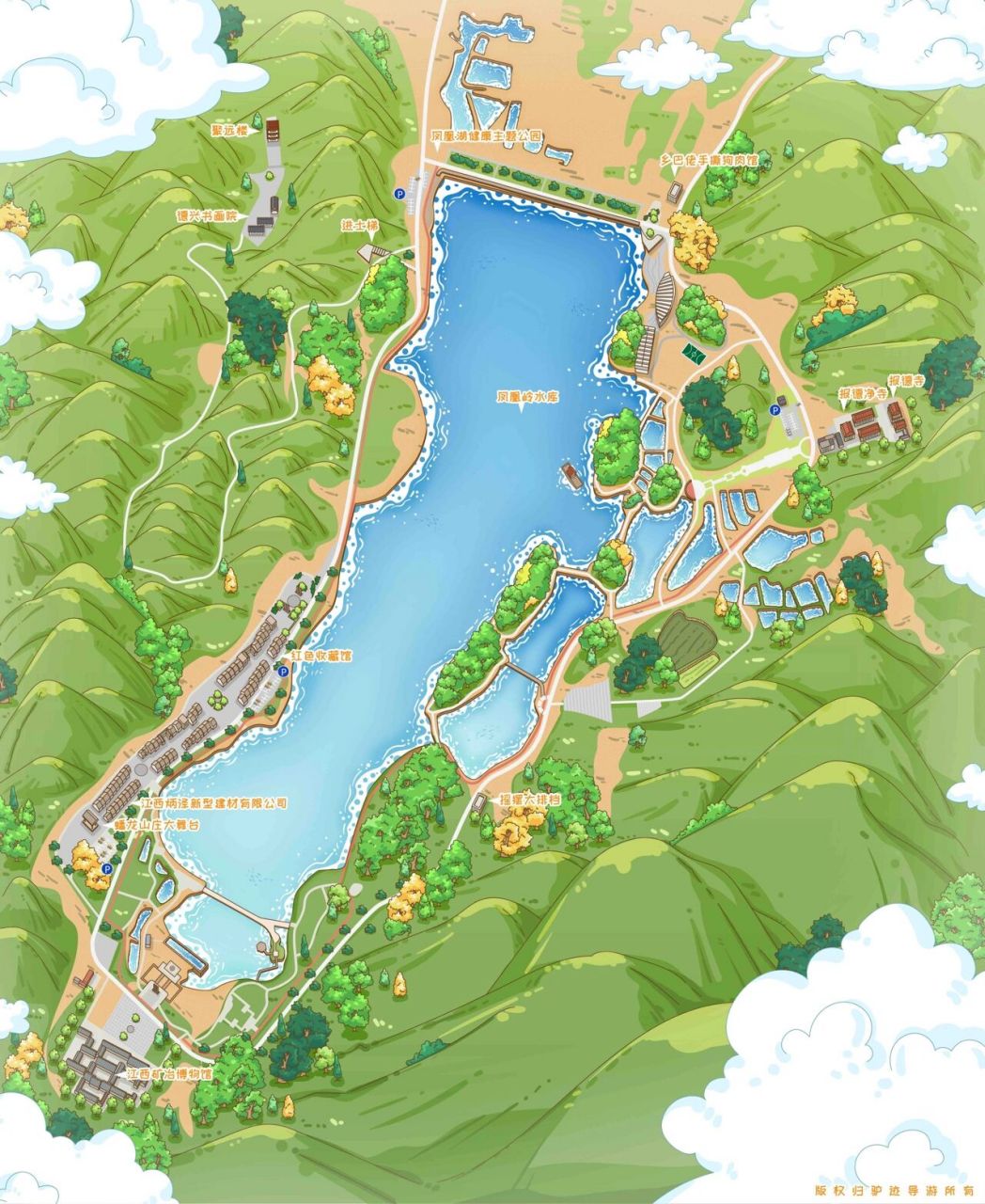 手绘地图011|德兴凤凰湖景区 90 中国·江西·上饶 7515 国家