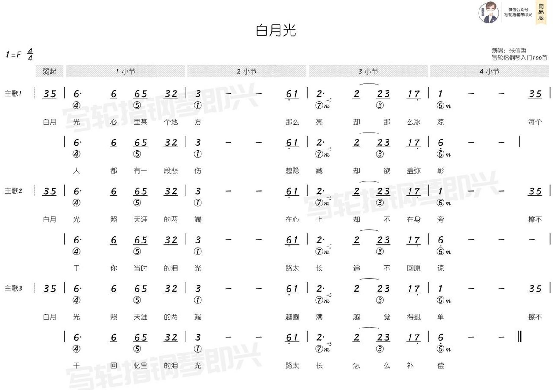 白月光谱子简谱图片