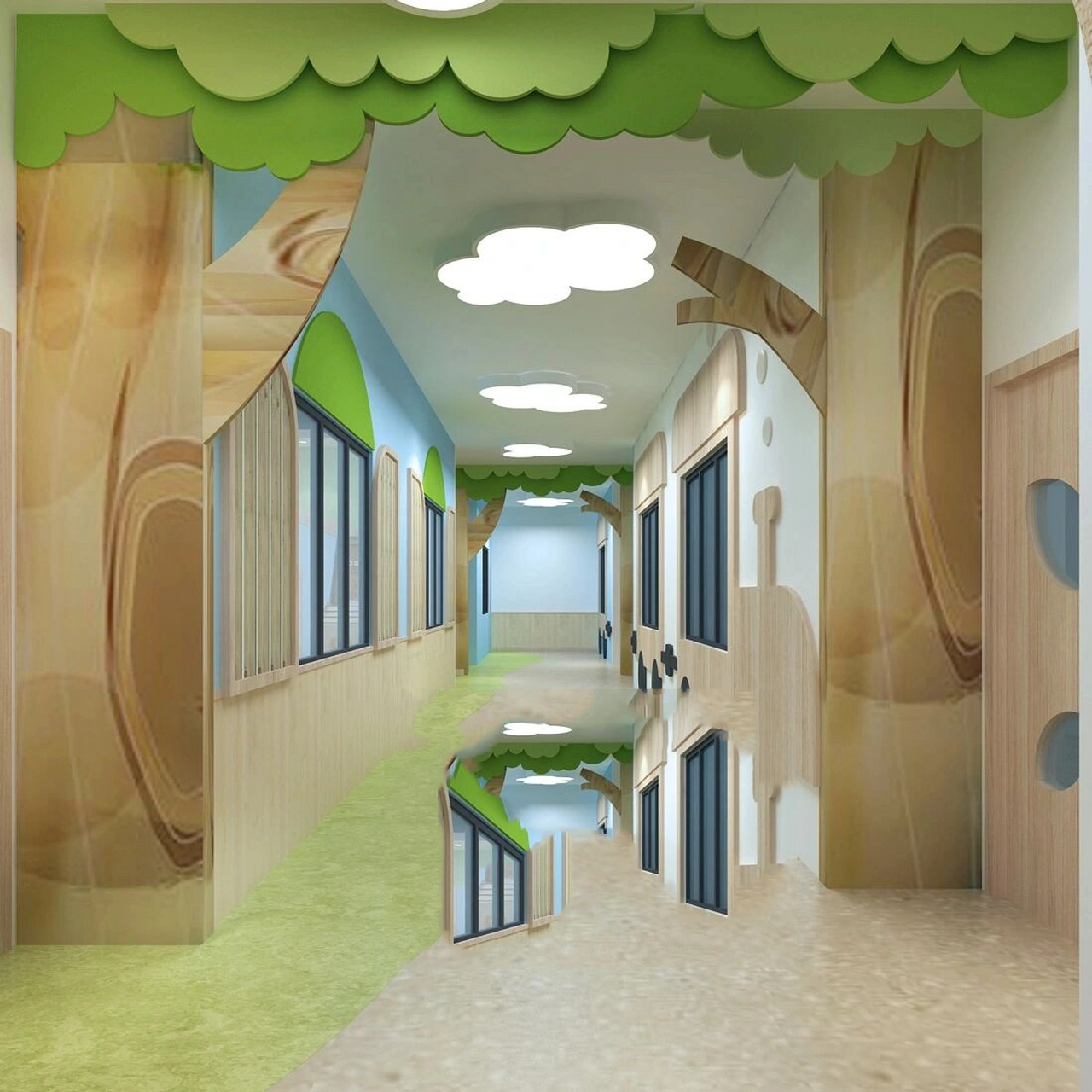 【原创幼儿园设计】幼儿园生态走廊 - 在本次幼儿园走廊设计中,设计师