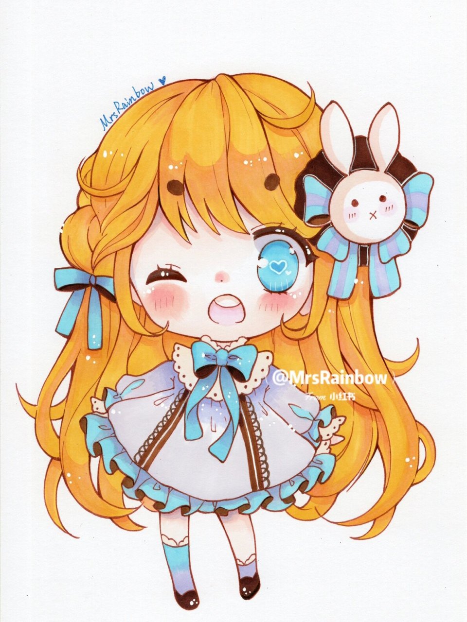 马克笔临摹-洛丽塔兔兔,绘画教程步骤色号 原作者:meo.