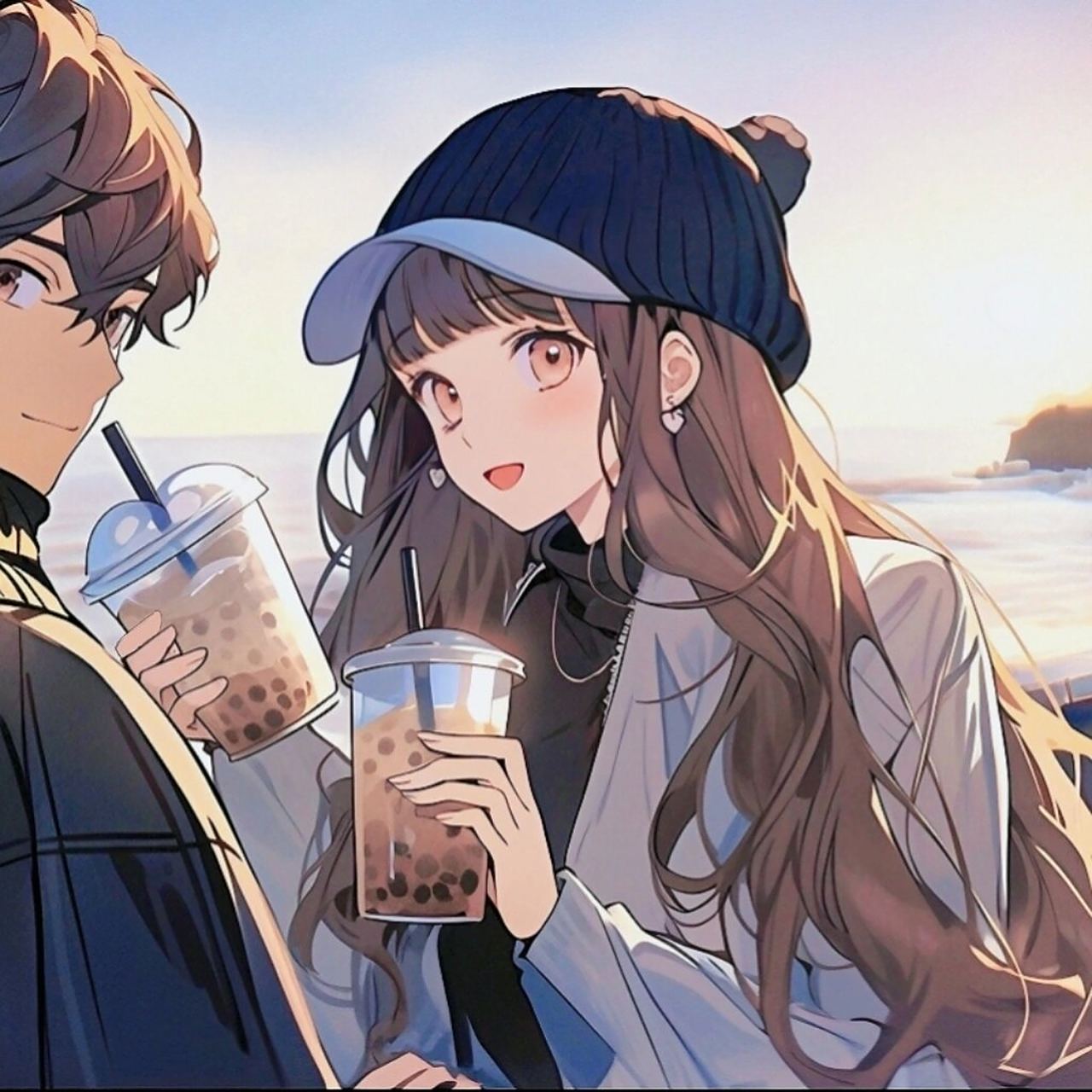 情侣头像‖动漫情侣头像 请你喝夏天第一杯奶茶