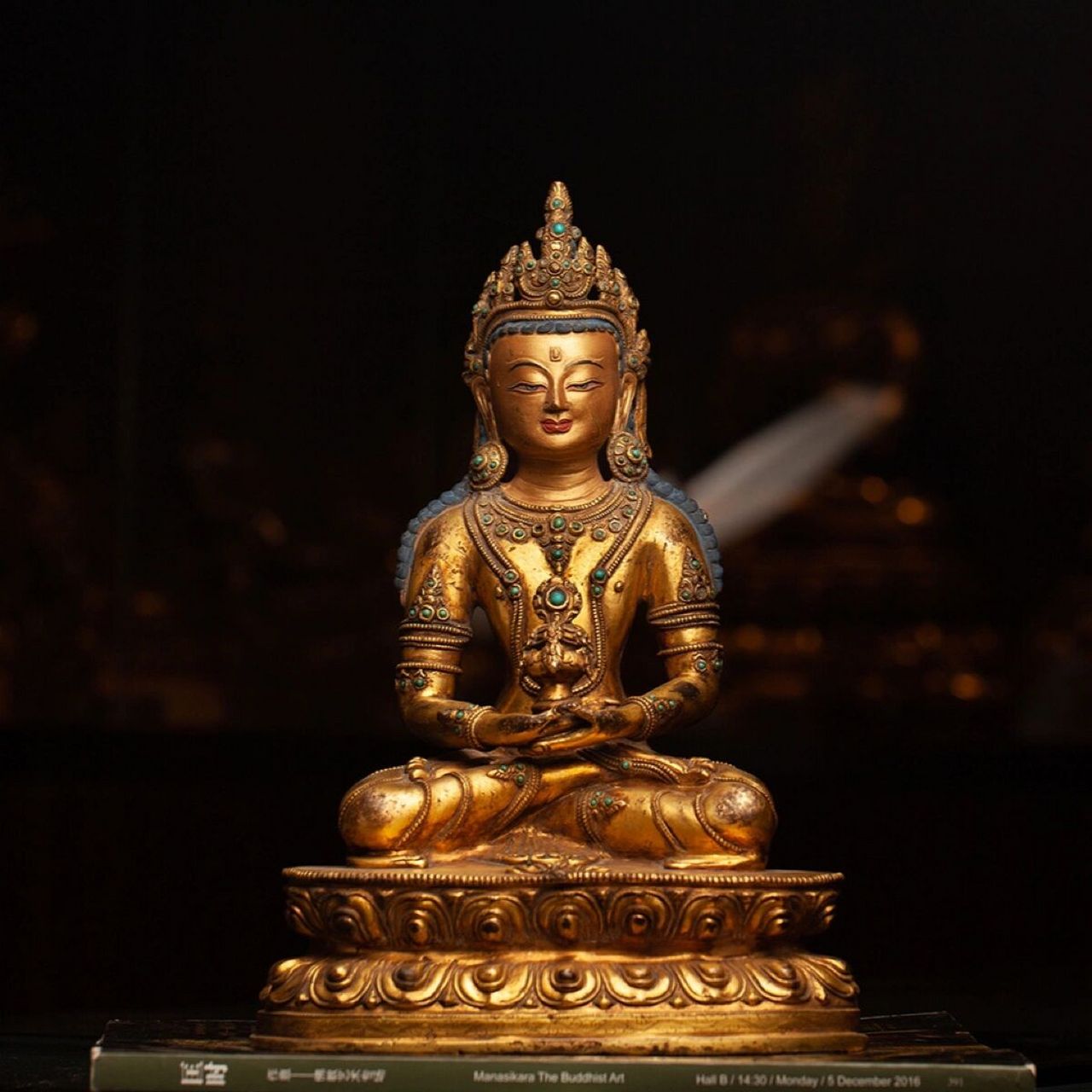 明代铜鎏金无量寿佛 尺寸高约29cm