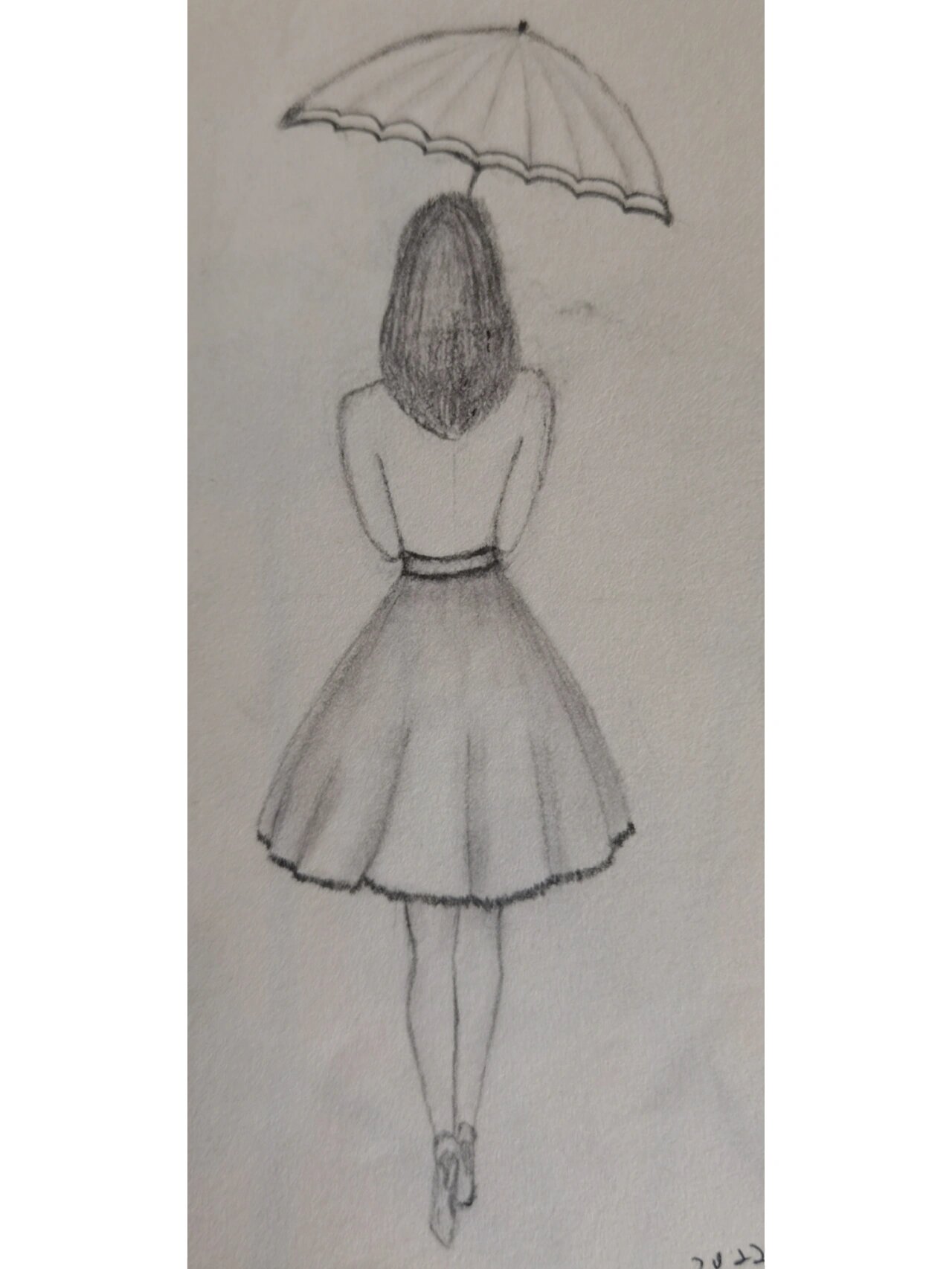 打卡素描-少女的背影(003