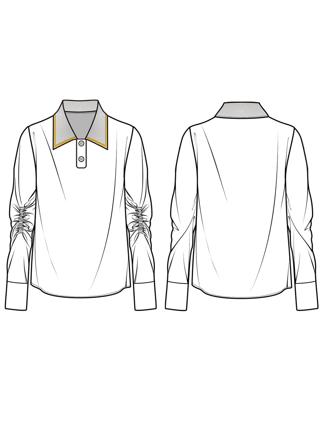 衬衫|正反面服装款式图