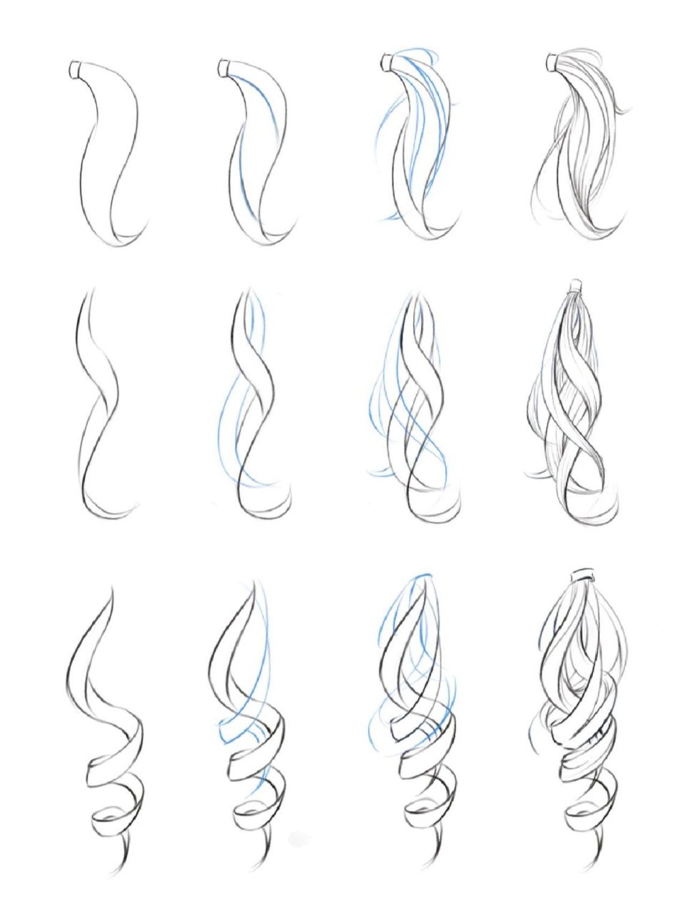 头发画法|单束头发拆解画法 临摹自春哥《人体结构原理与绘画教学》
