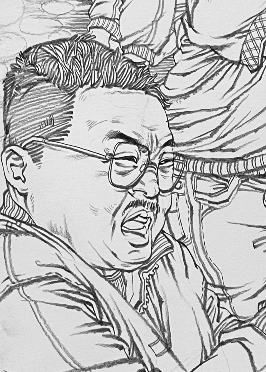 速写场景《拔河》 五官的传神在场景创作中直接让氛围感拉满 线性速写