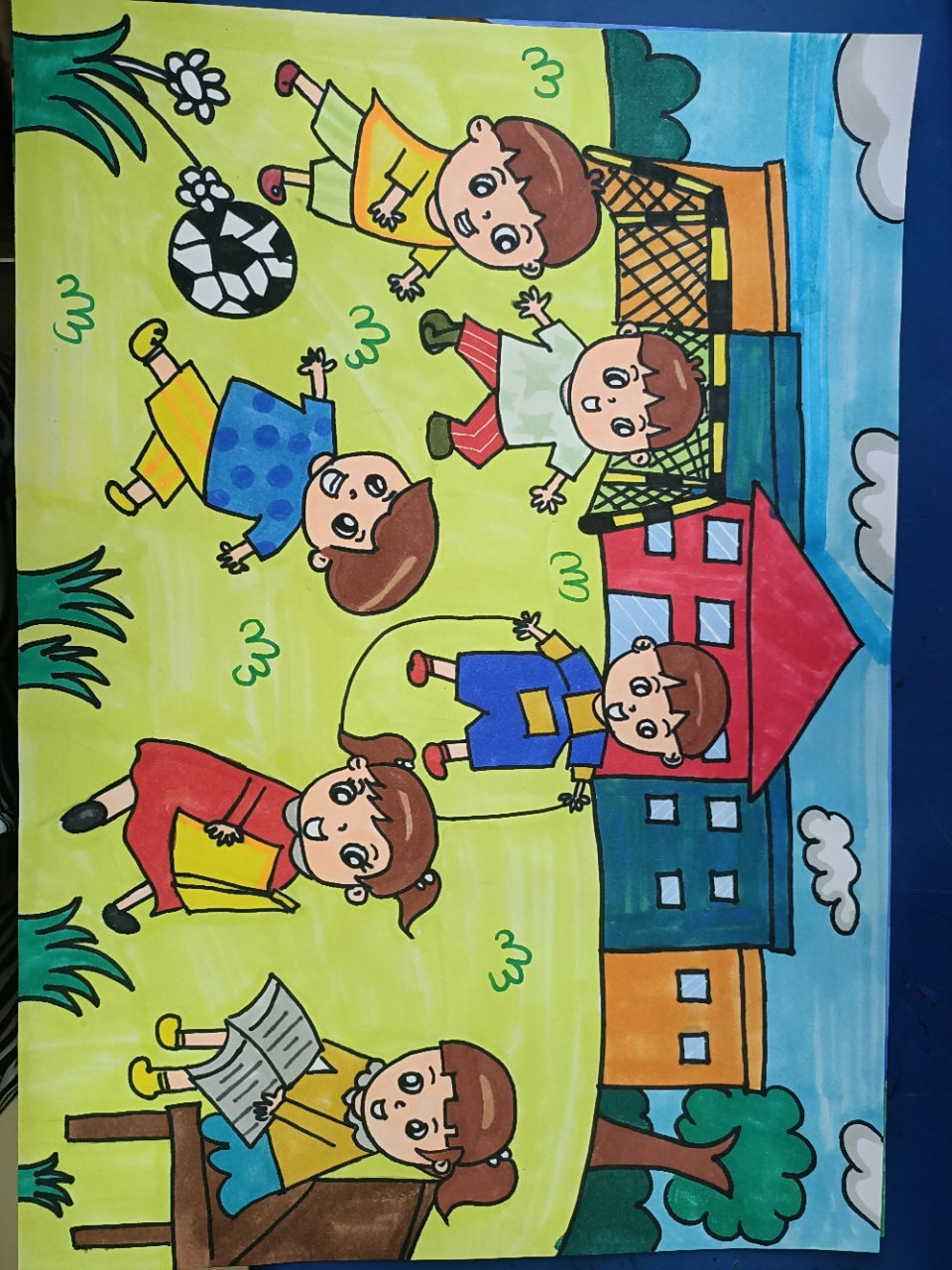 幼儿简笔画《校园一角》 幼儿简笔画《校园一角》