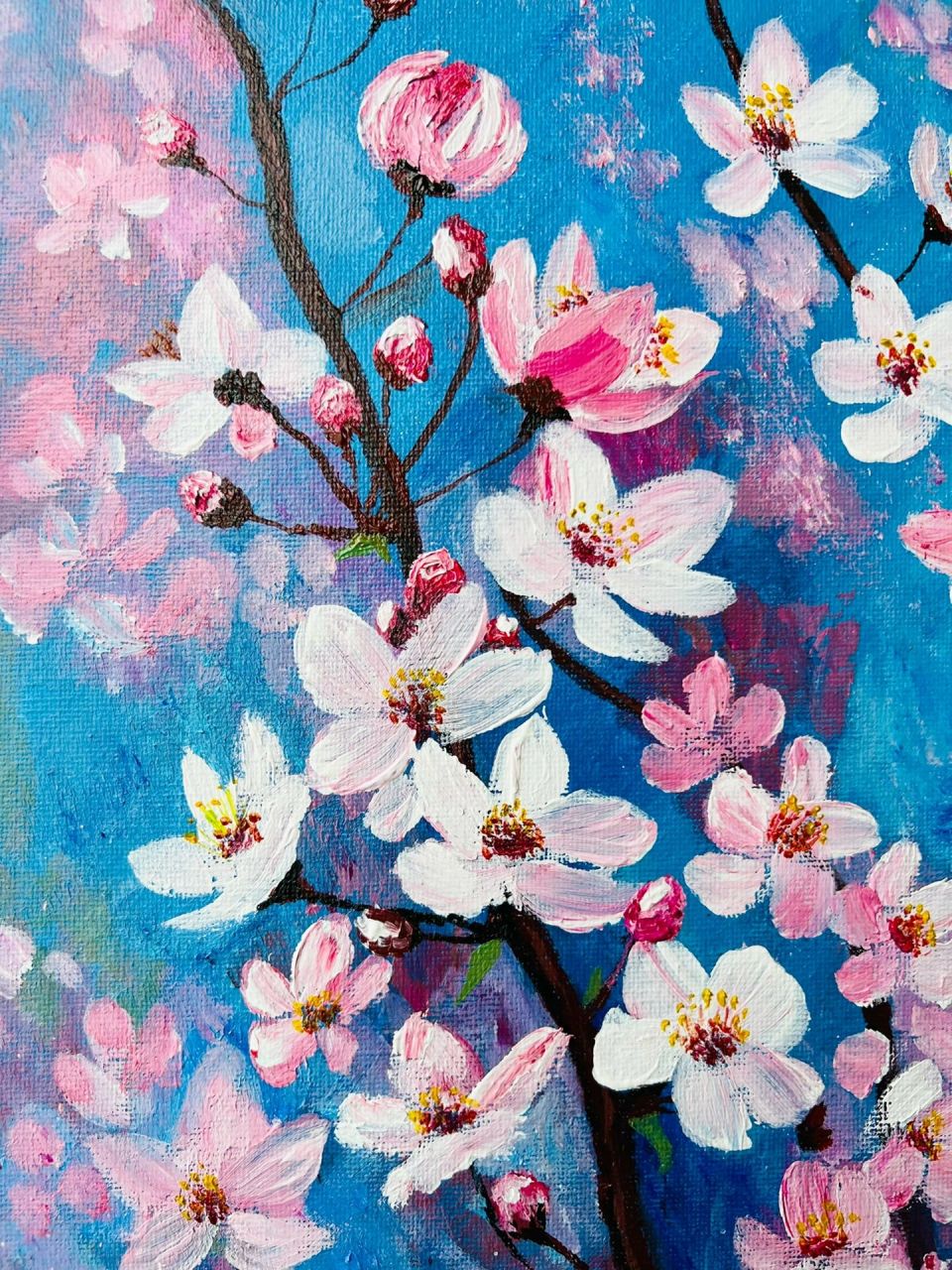 丙烯画《桃夭》  桃之夭夭,灼灼其华