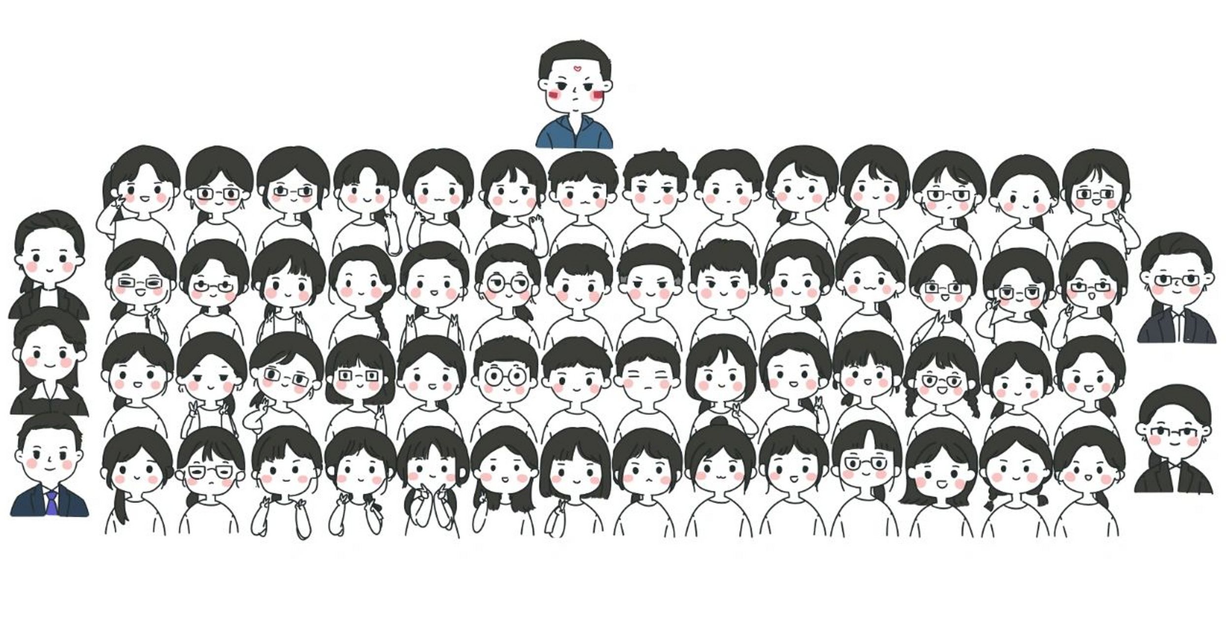 全班合照简笔画 画得可累了哈哈哈