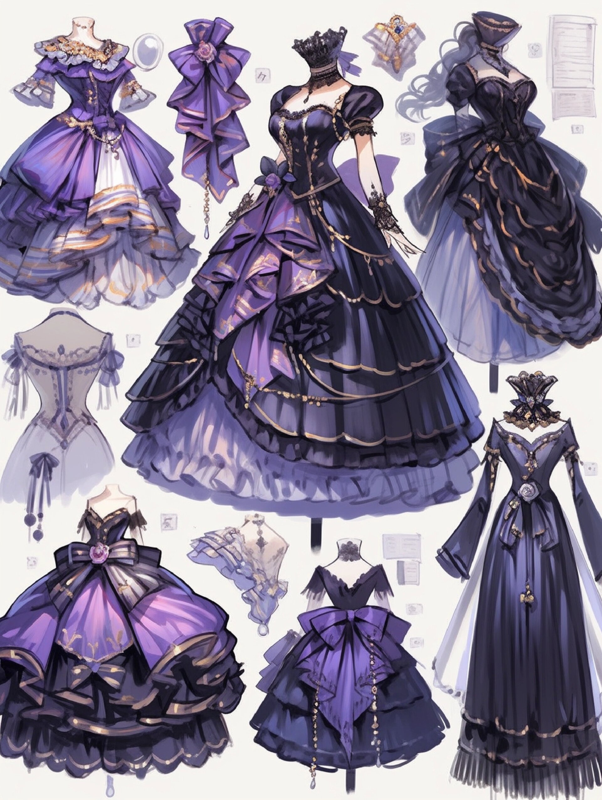 黑紫色小礼服裙‖服装展示