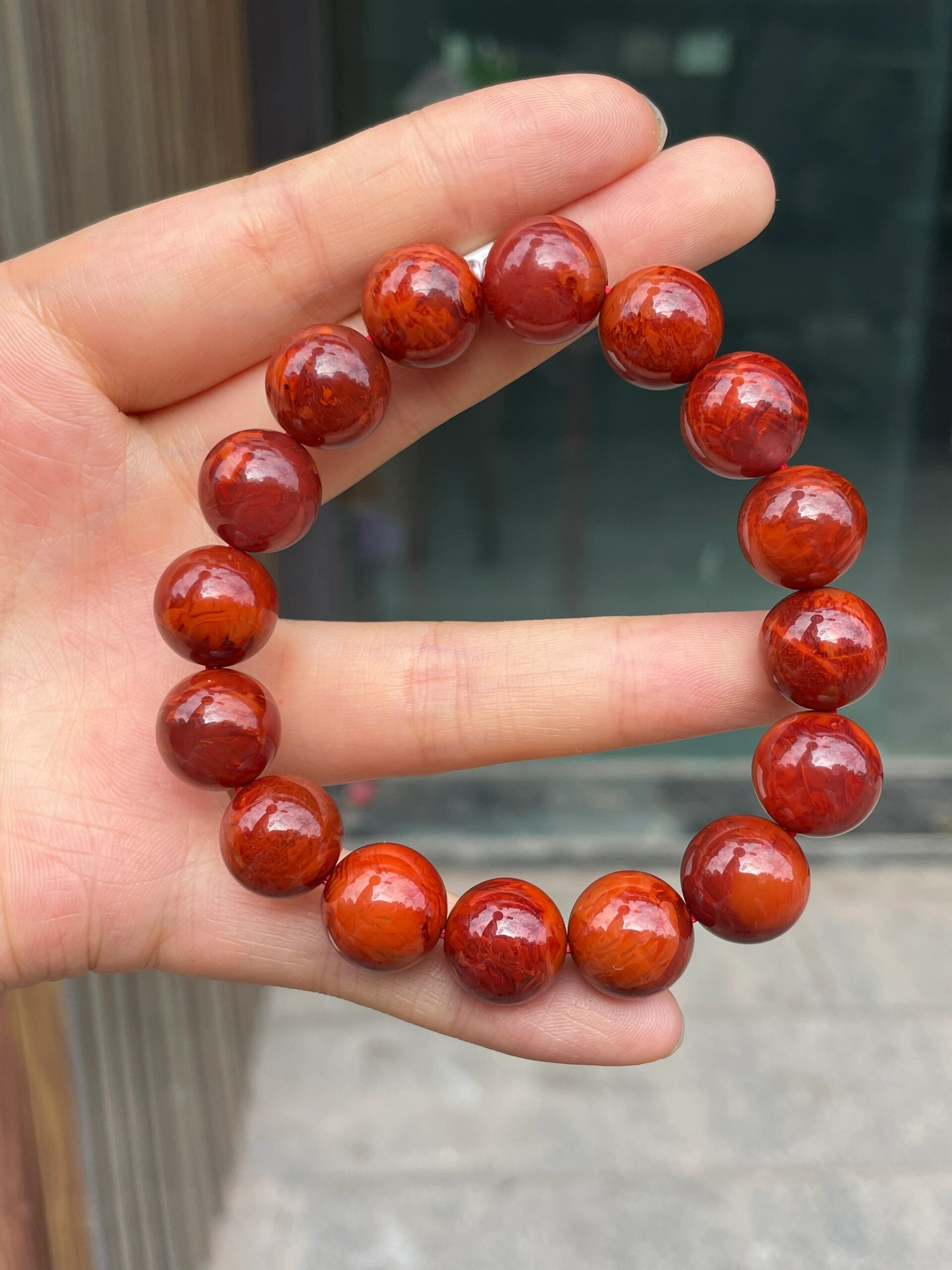 南红火焰纹手串7515