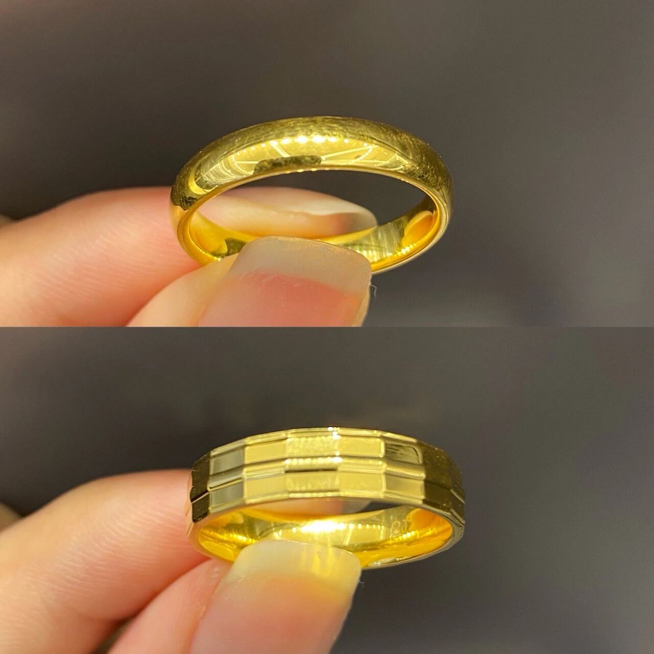 黄金戒指 男生也可以入手了 镜面金戒指 超级好看男女都可以戴哦 重量