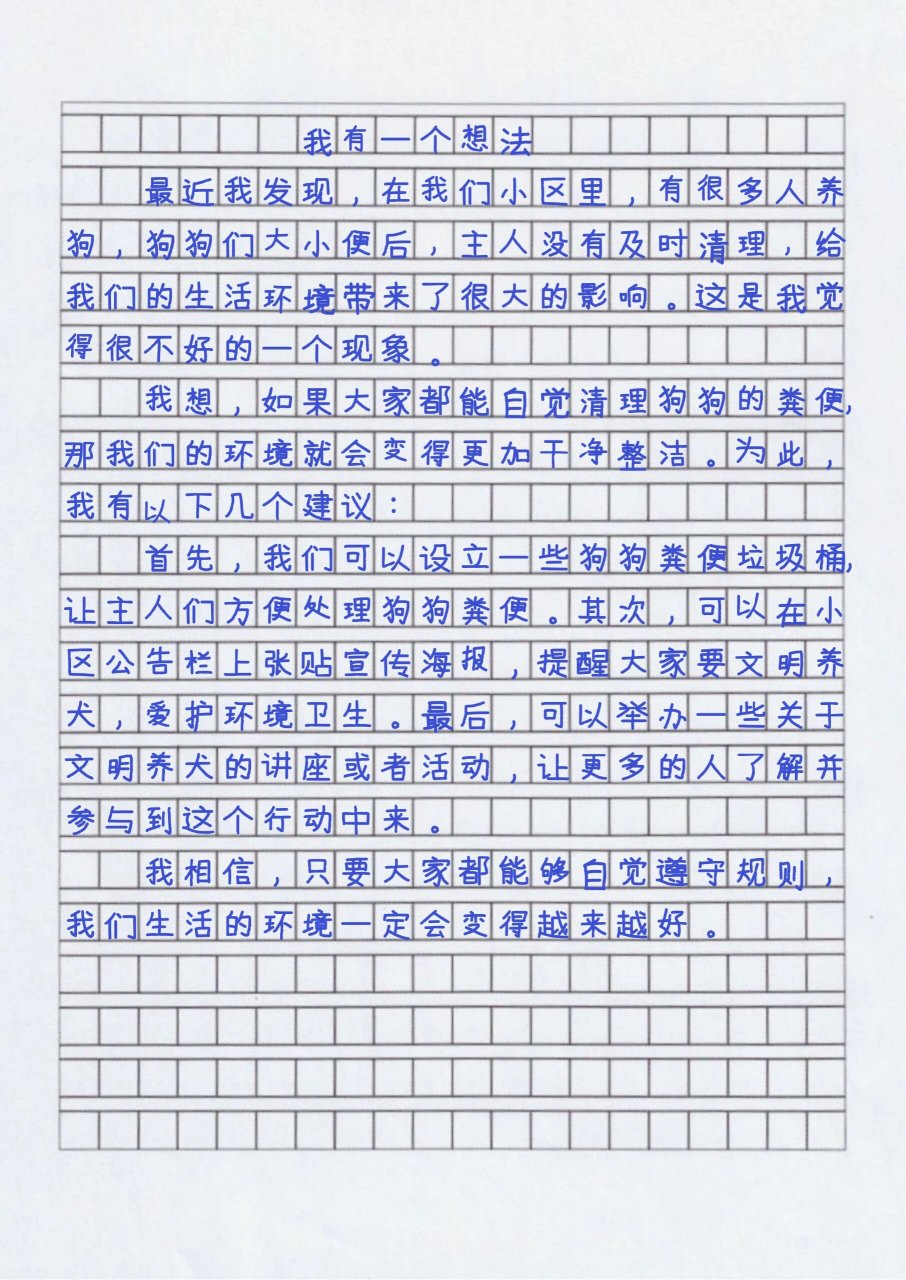 三上优秀作文我有一个想法300字3篇