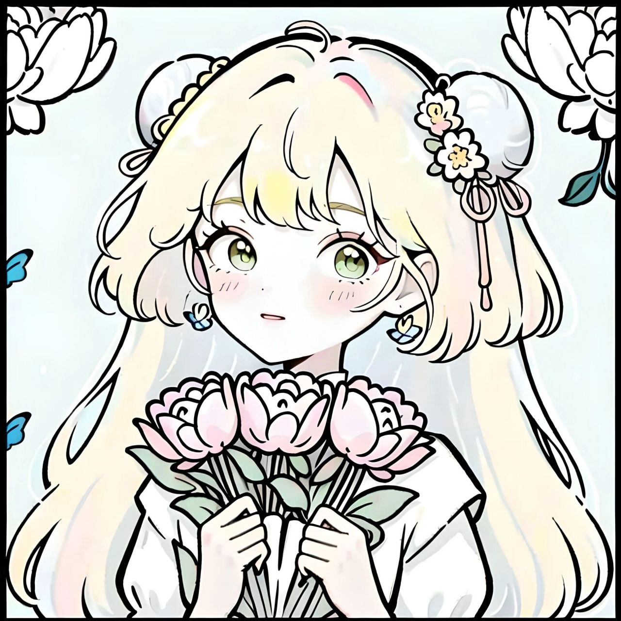 古风极简头像-五月芍药花 十二花神系列之五月芍药花   绘图  world