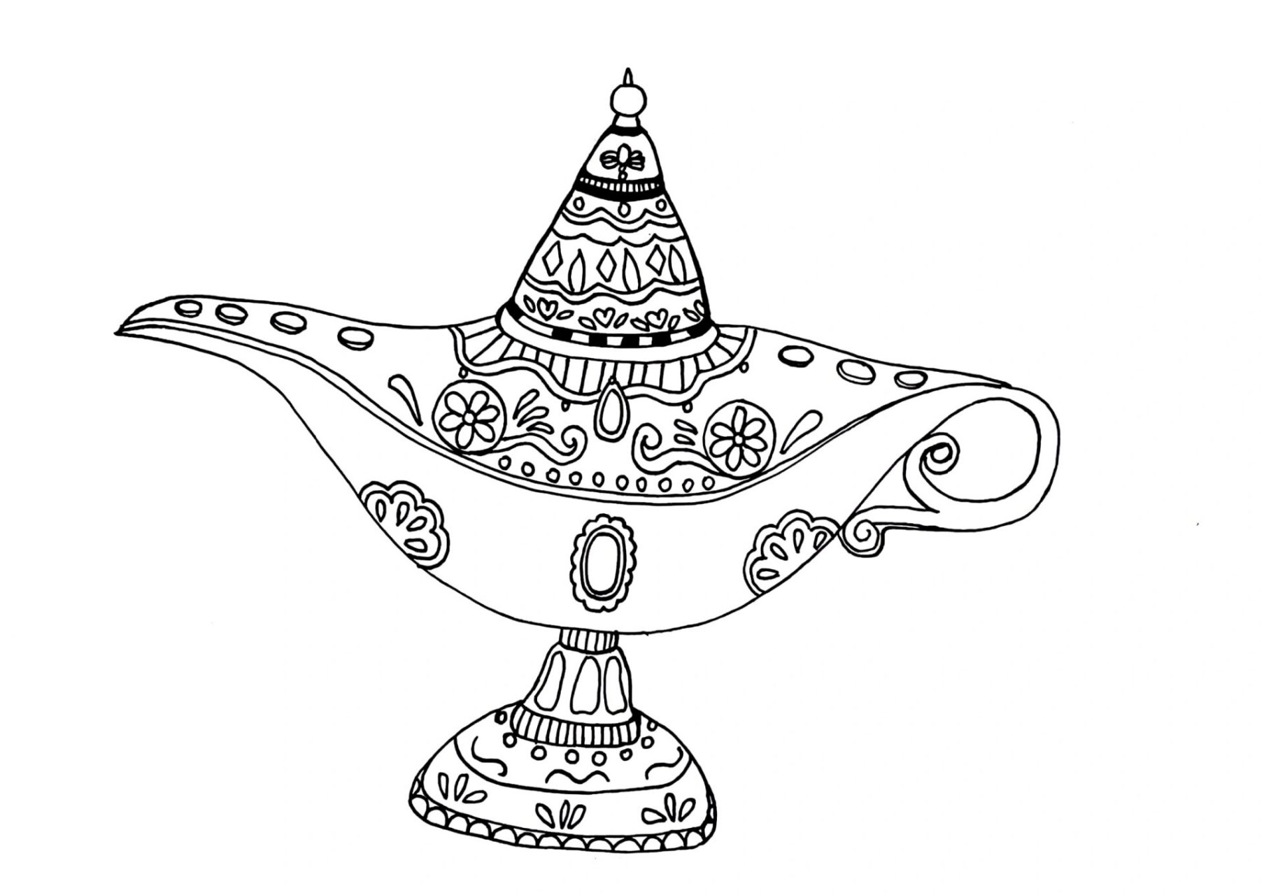 范画-阿拉丁神灯(有课件步骤) 适合8-9岁 童话世界里有一盏非常神奇的