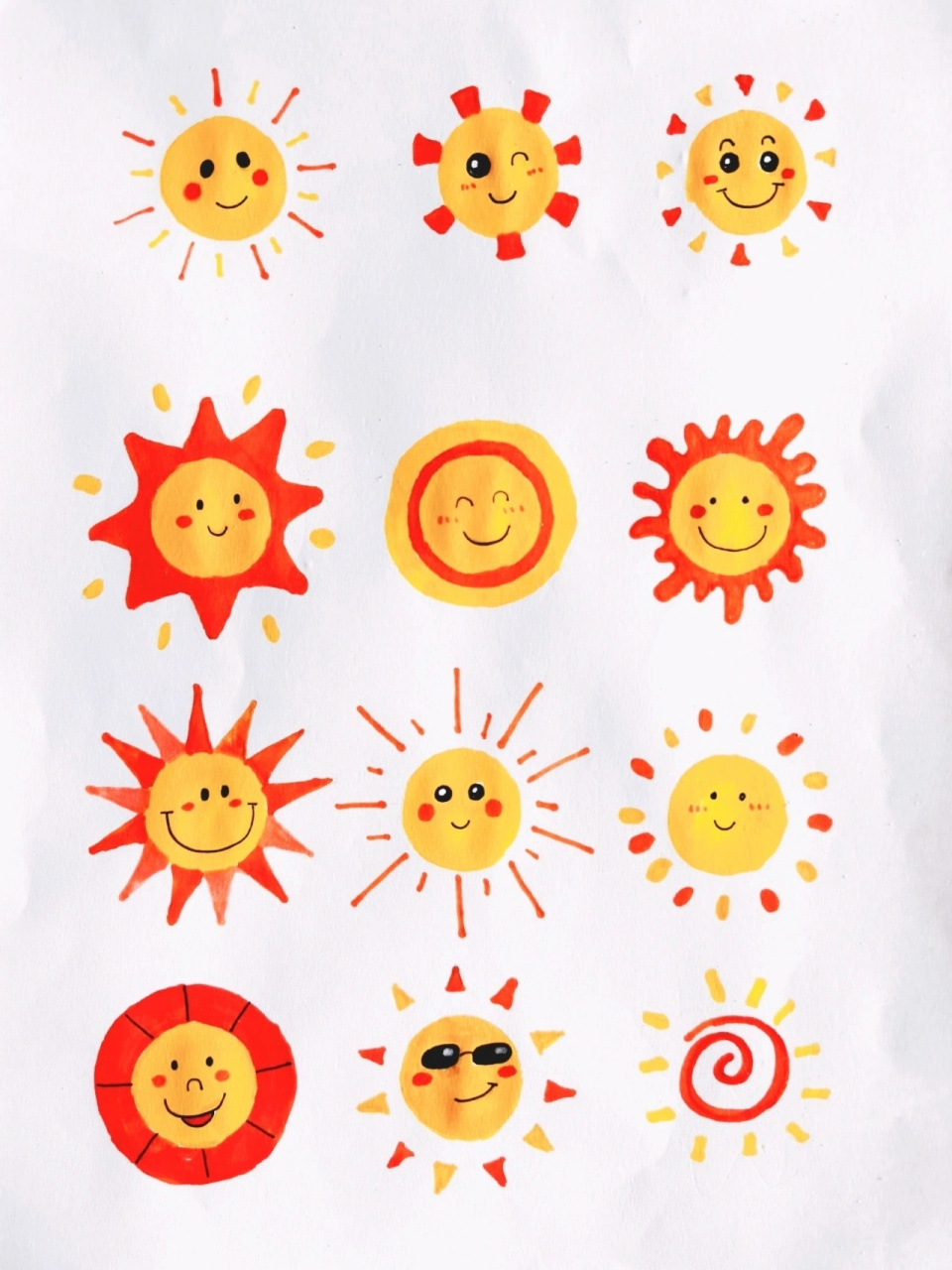 可爱的太阳简笔画彩色图片