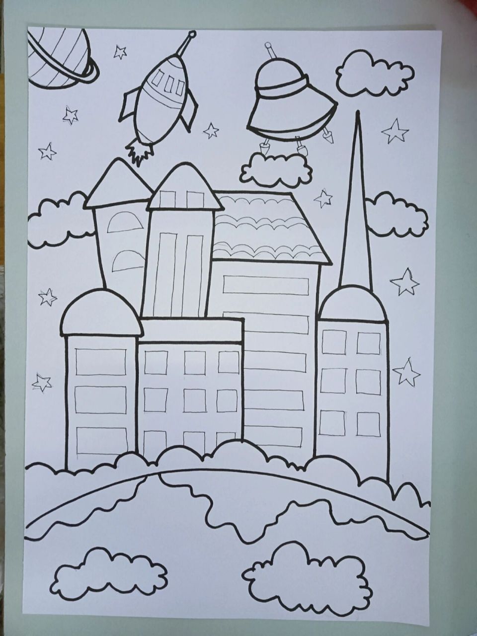 科幻画 儿童画 太空房子