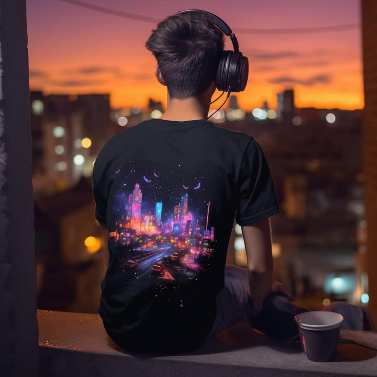戴耳机看夜景的男生 ai绘画男生头像头像