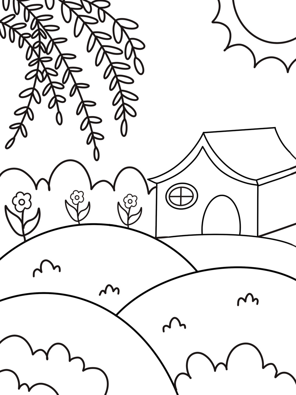 春天主题画 儿童画 创意画 简笔画 线稿 #创意美术儿童画# #儿童简笔