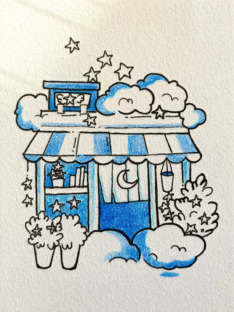 简笔画61插画-星星小卖部        星星小卖部绘画教程来啦～ 临摹自