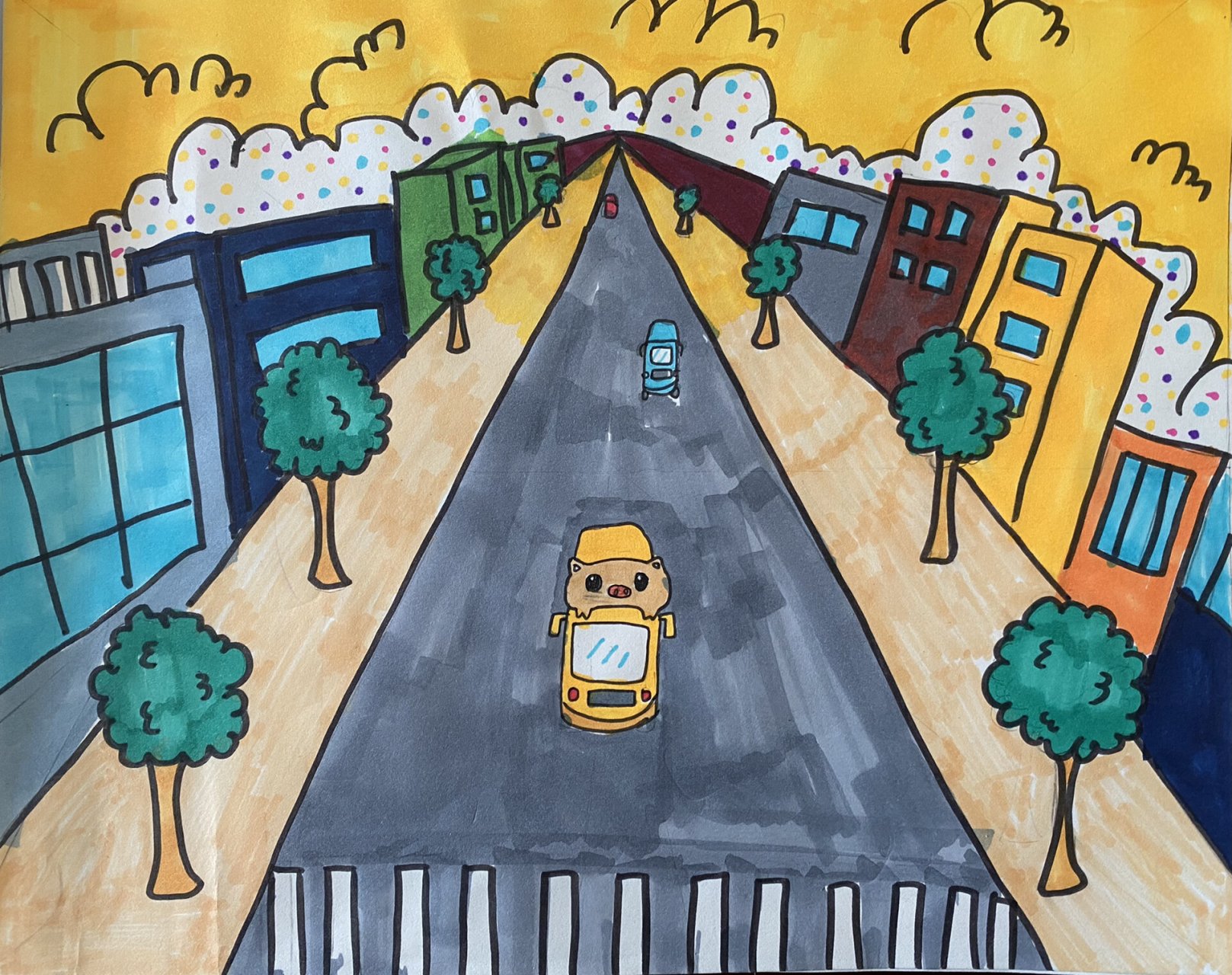 美术苏少版《近大远小》学生作品