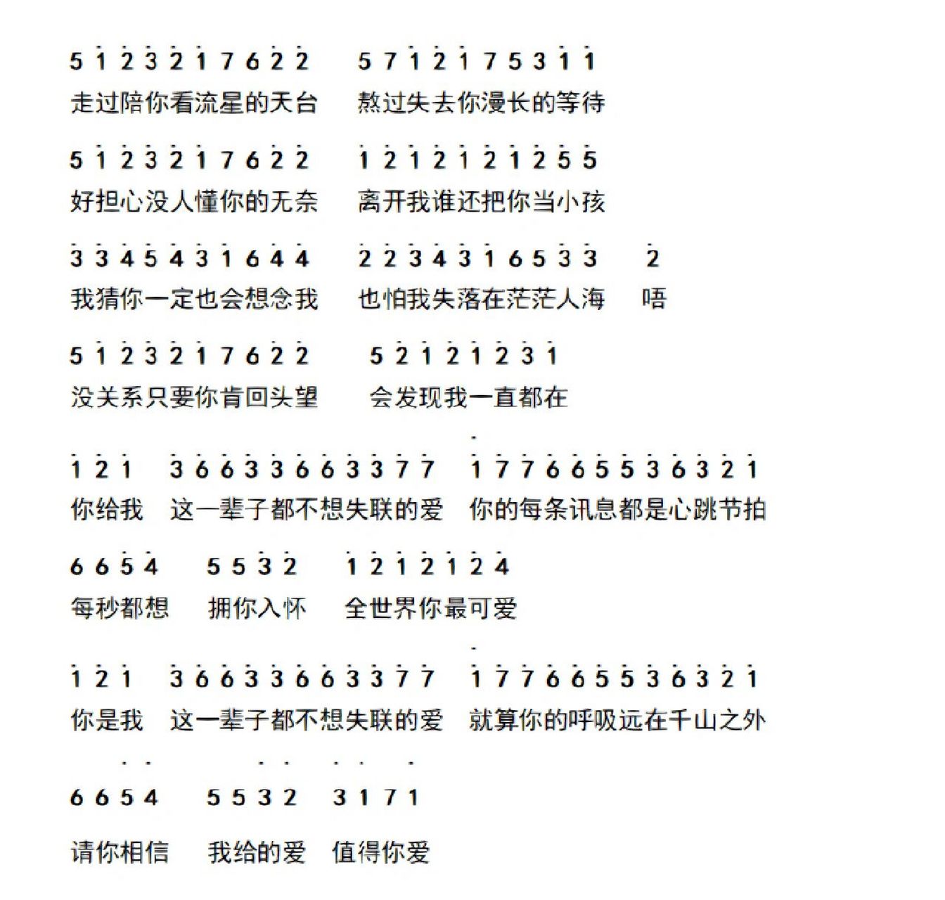 《永不失联的爱》完整简谱