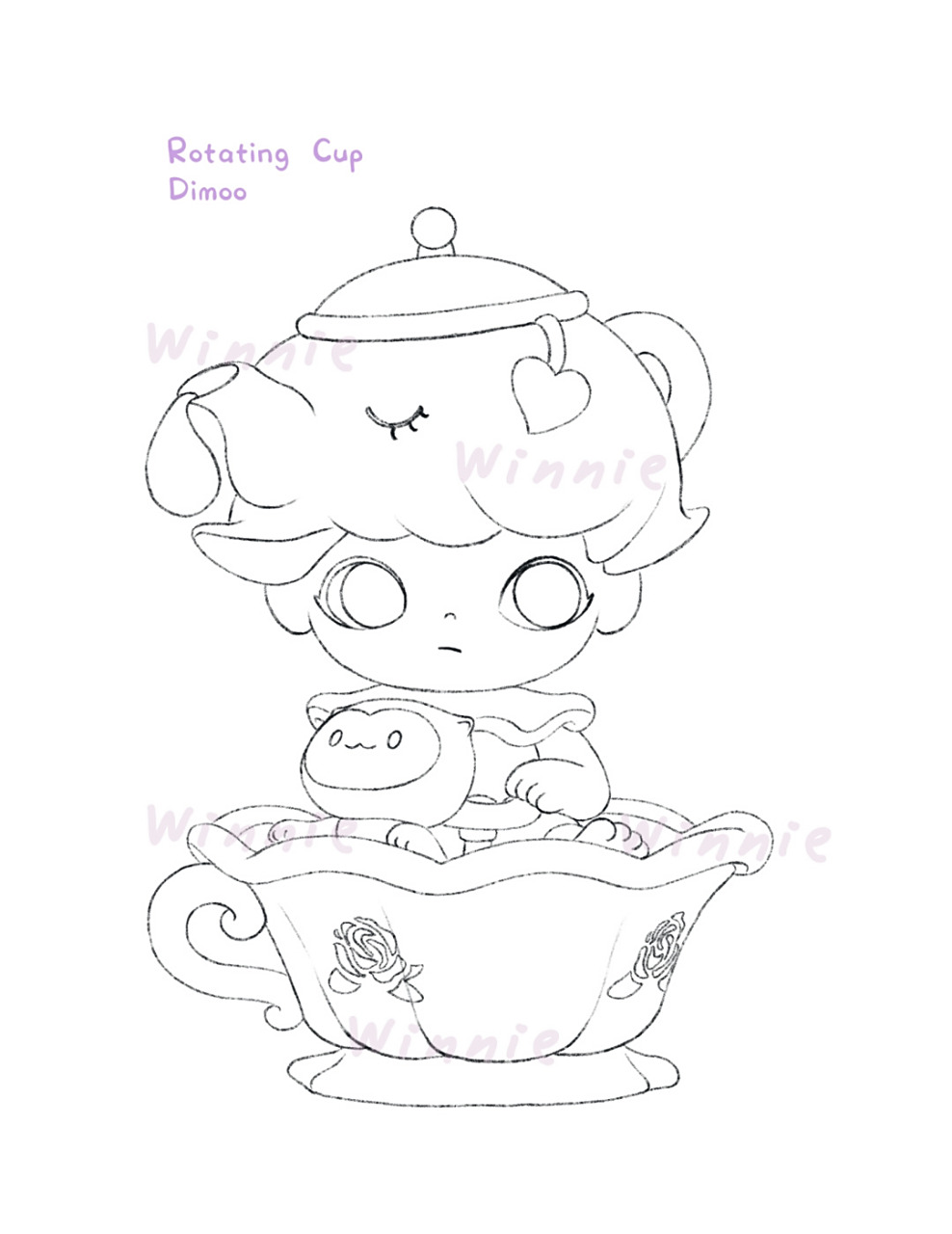 【手绘彩铅盲盒】dimoo约会日转转茶杯/附线稿 老规矩:完整绘画过程